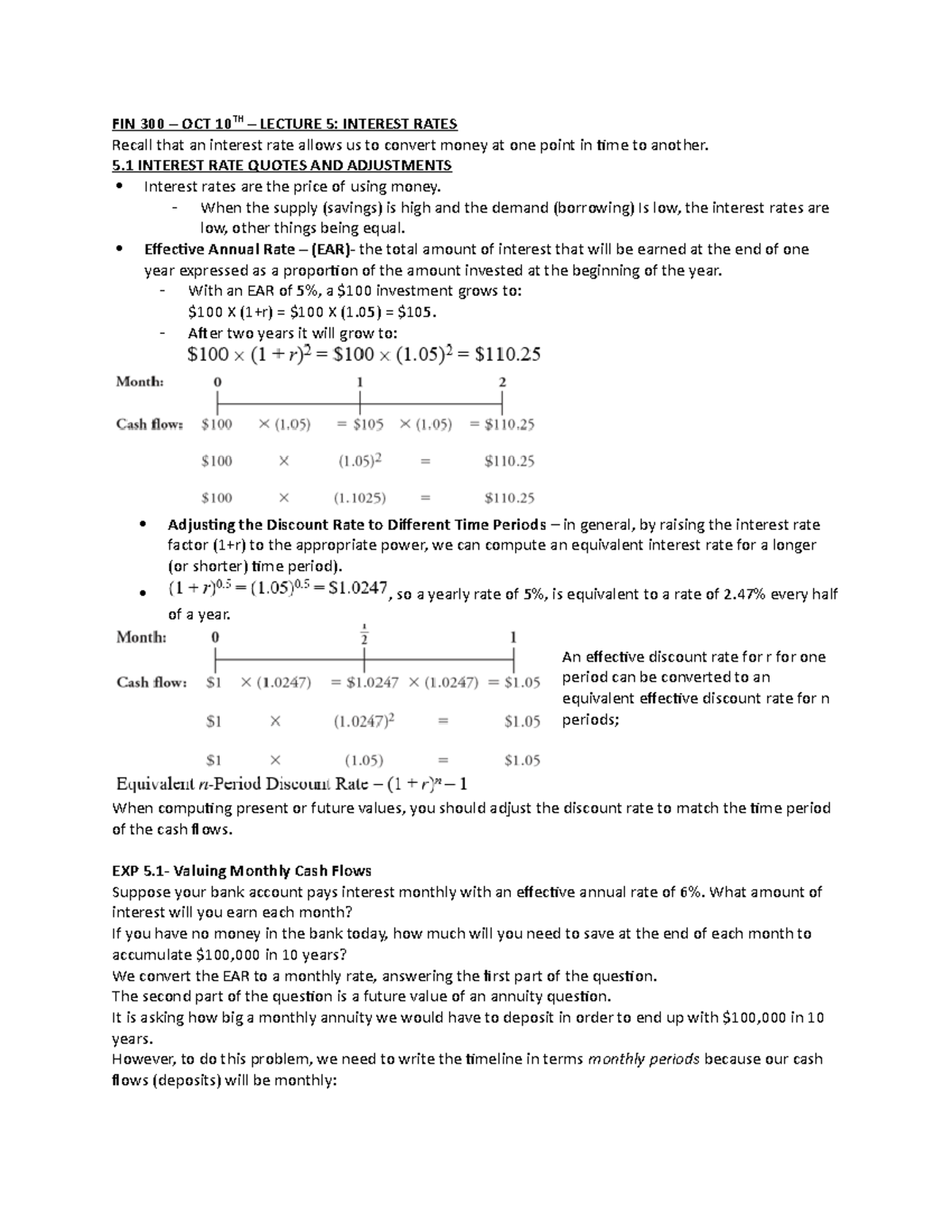 FIN 300 - Lecture 5 Chapter 5 - FIN 300 – OCT 10TH – LECTURE 5 ...