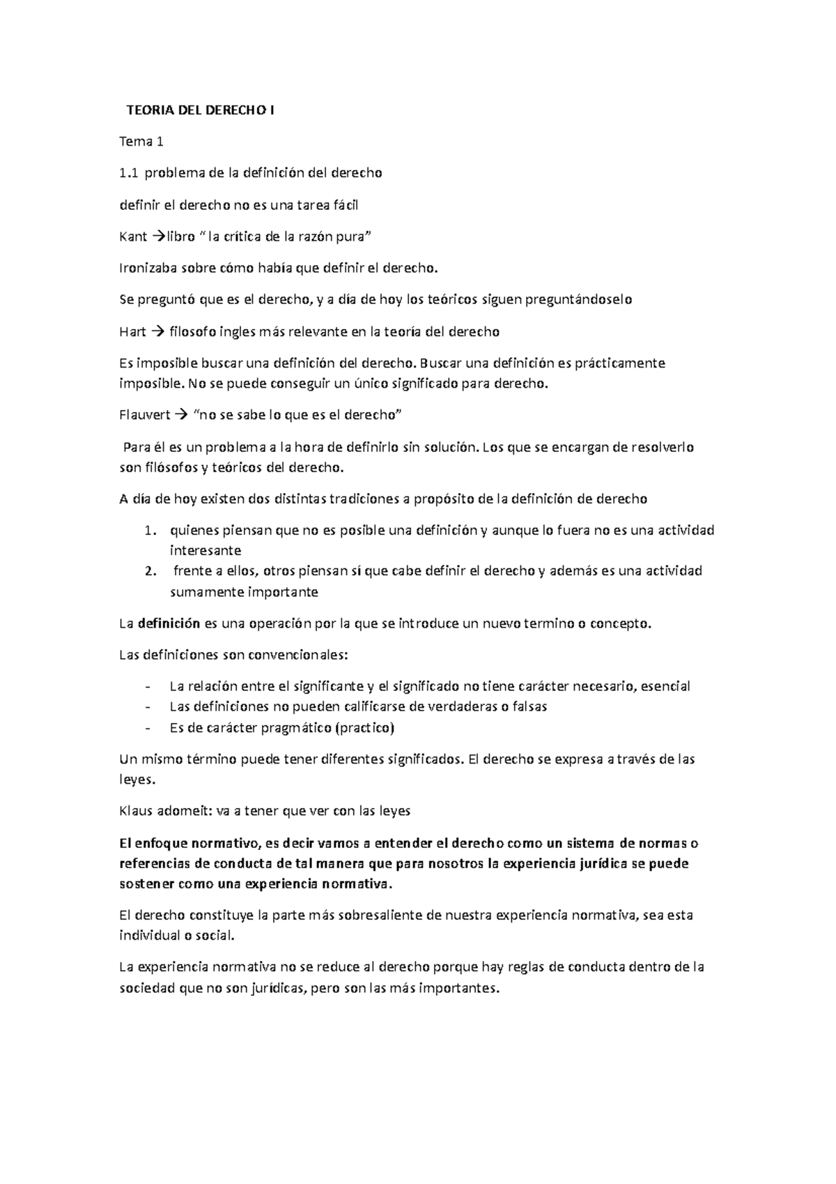 Teoria DEL Derecho I Tema 1 - TEORIA DEL DERECHO I Tema 1 1 Problema De ...