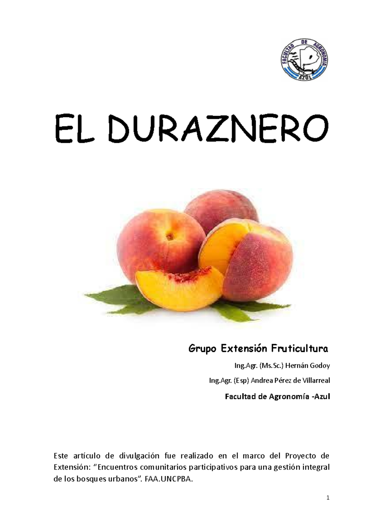 El-duraznero - EL DURAZNERO Grupo Extensión Fruticultura Ing. (Ms ...