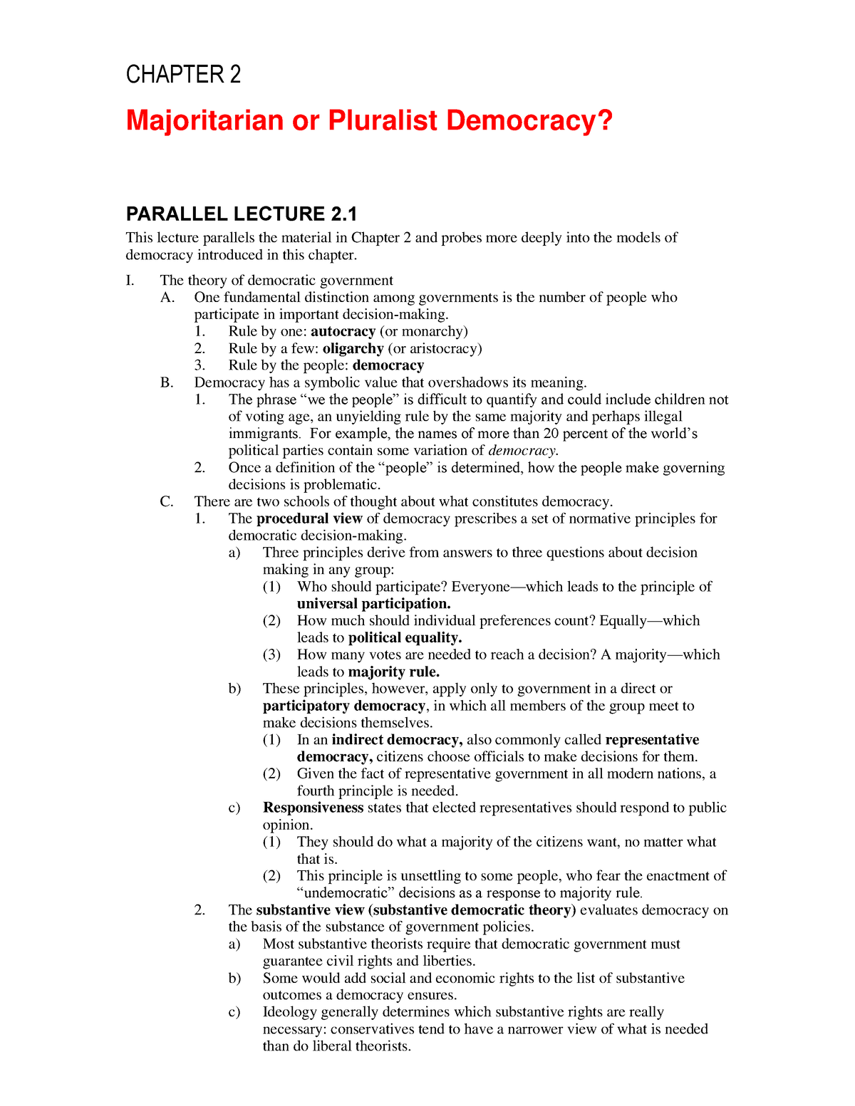 Ch02 Majoritarian Or Pluralist Democracy - CHAPTER 2 Majoritarian Or ...