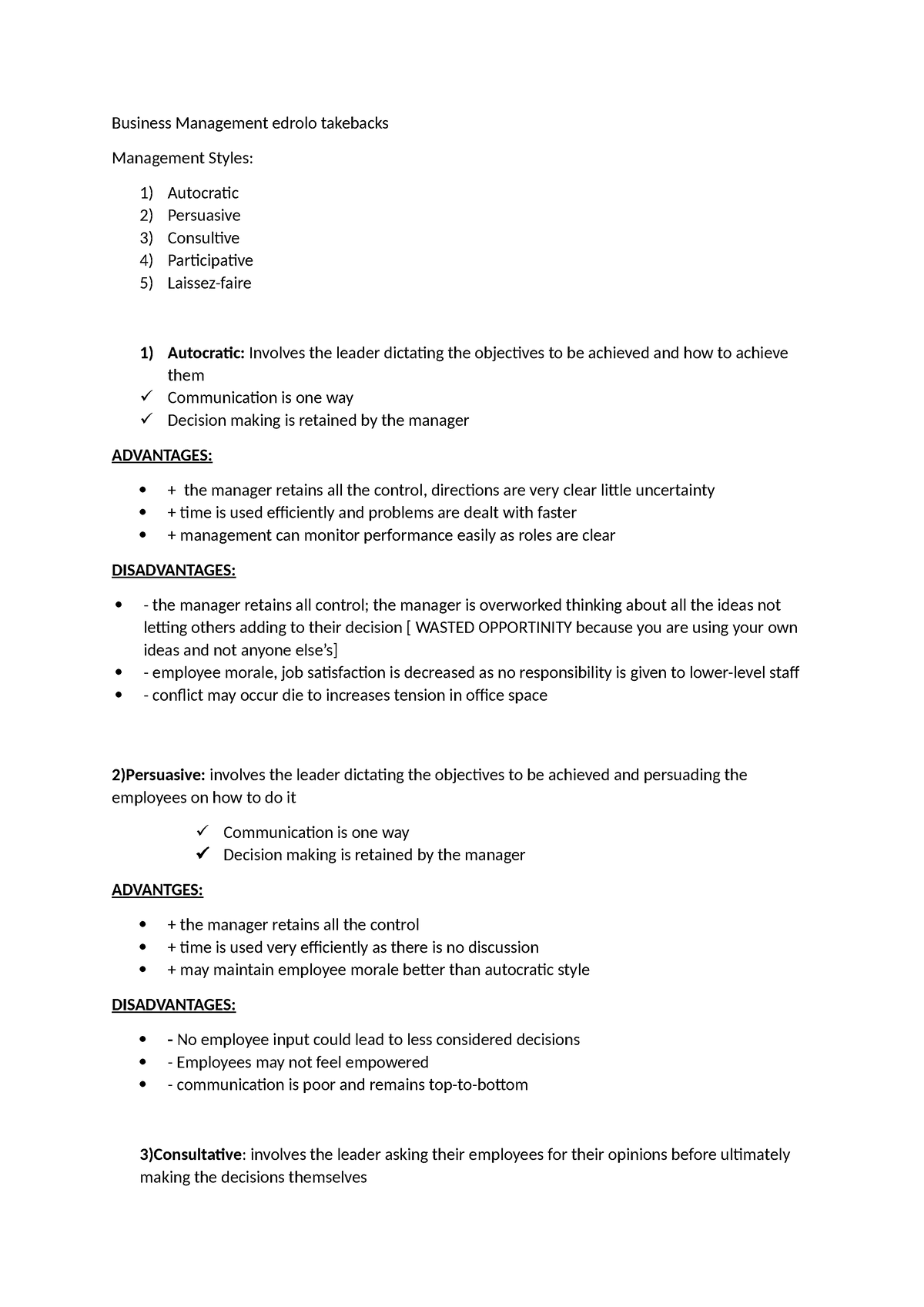 Business Management Dotpoint 5 - Business Management Edrolo Takebacks 