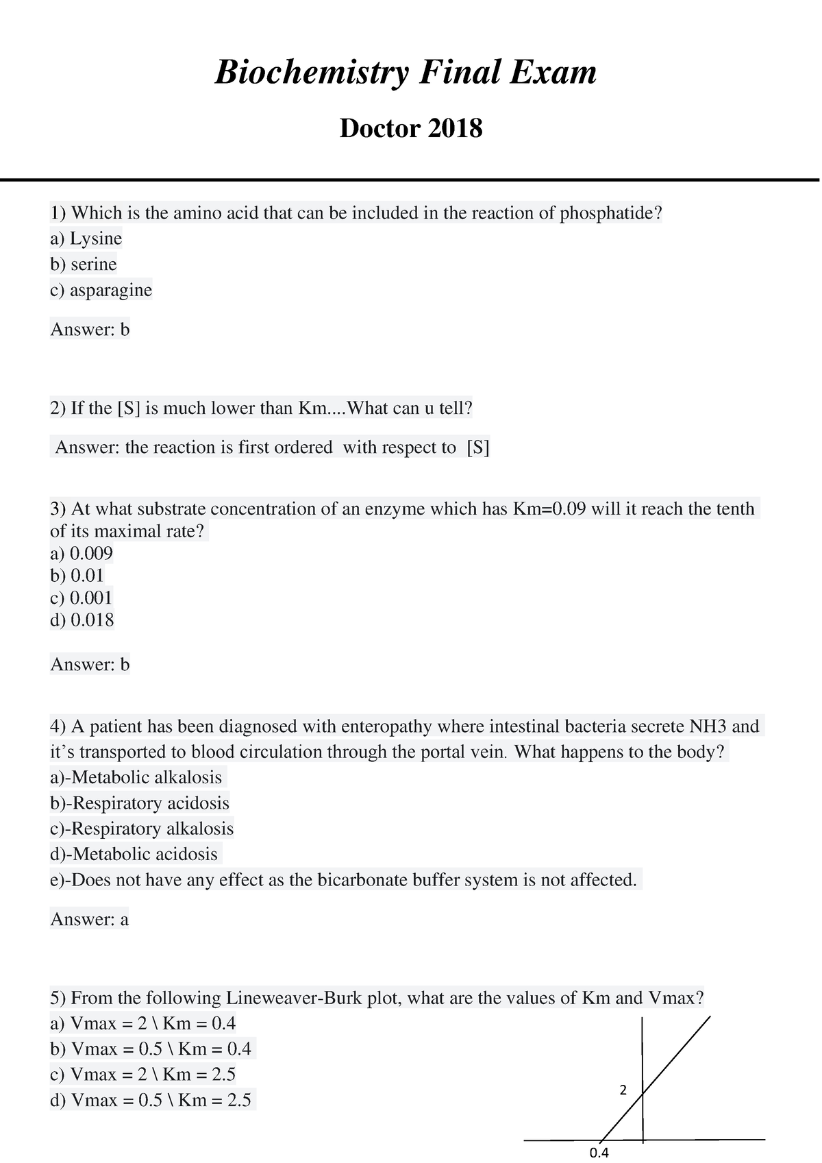 Biochem Edit 1 Converted - Biochemistry Final Exam Doctor 2018 1 ...