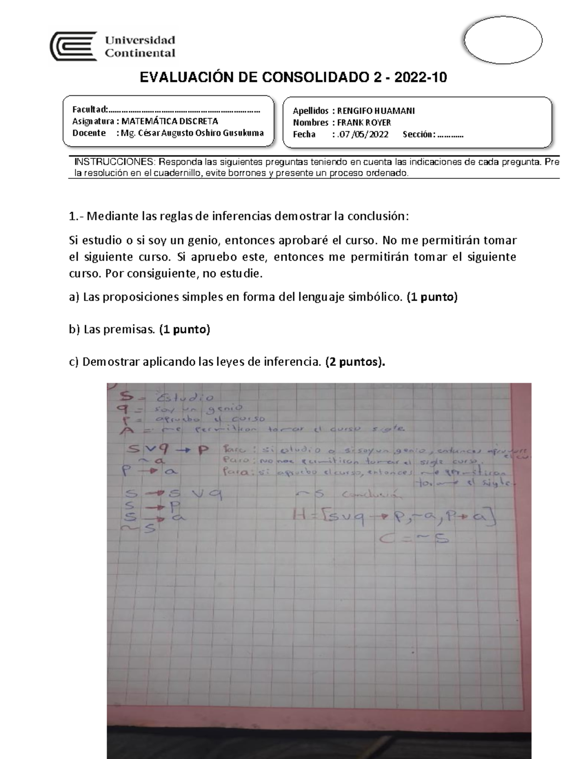 Evaluación DE Consolidado 2 - EVALUACIÓN DE CONSOLIDADO 2 - 2022 ...