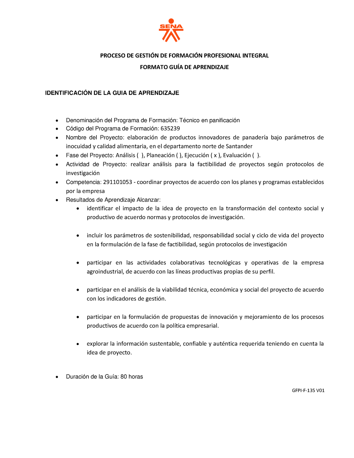 Guia De Aprendizaje 1 Proyecto - GFPI-F-135 V PROCESO DE GESTI”N DE ...