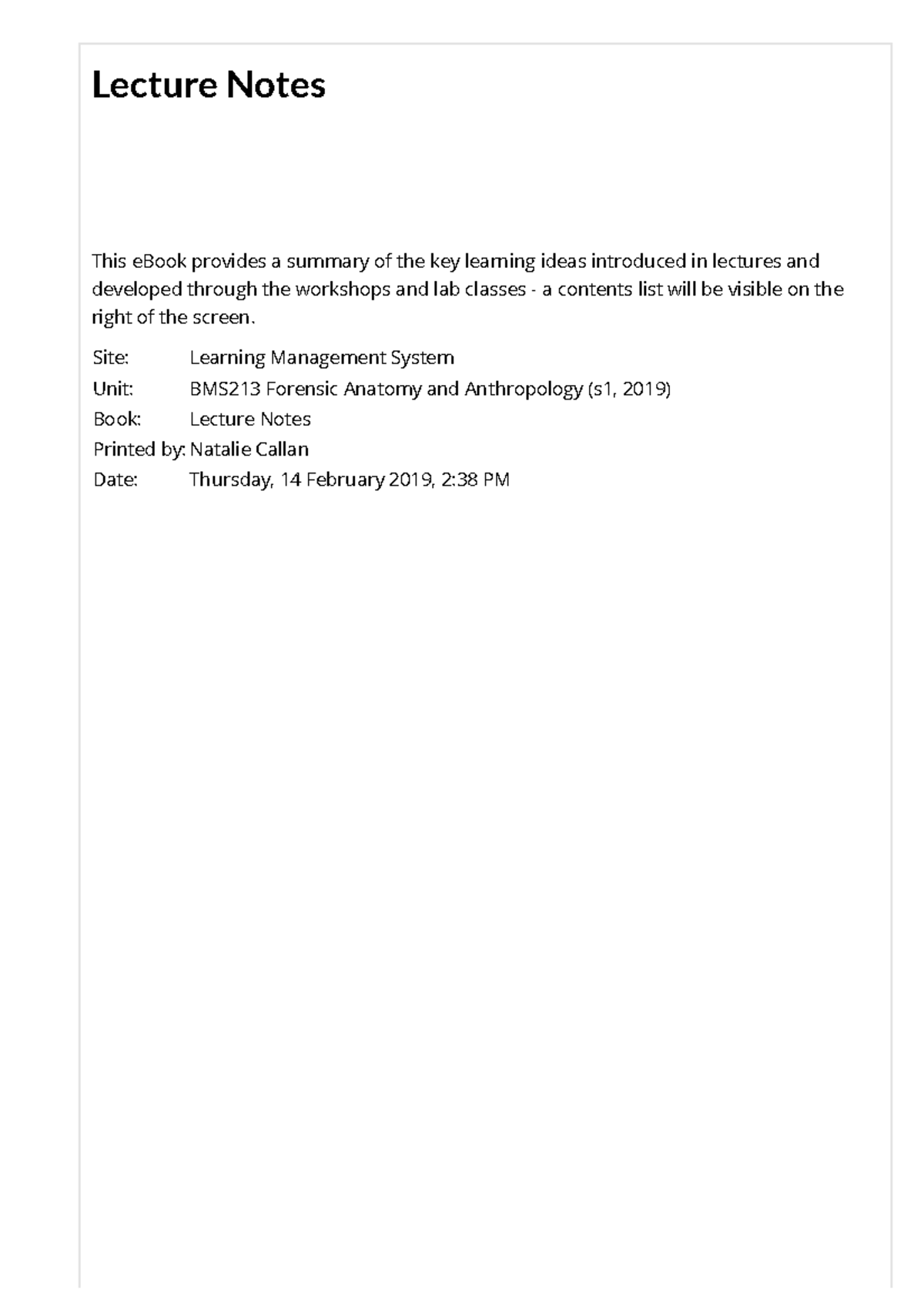 BMS213 Lecture Notes - Lecture Notes This eBook provides a summary of ...