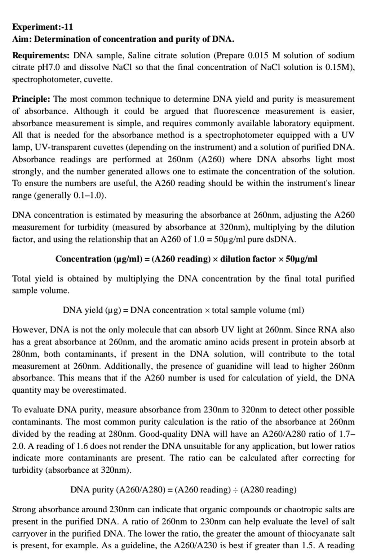 Quantifying DNA Concentration and Purity: Methods and Applications ...