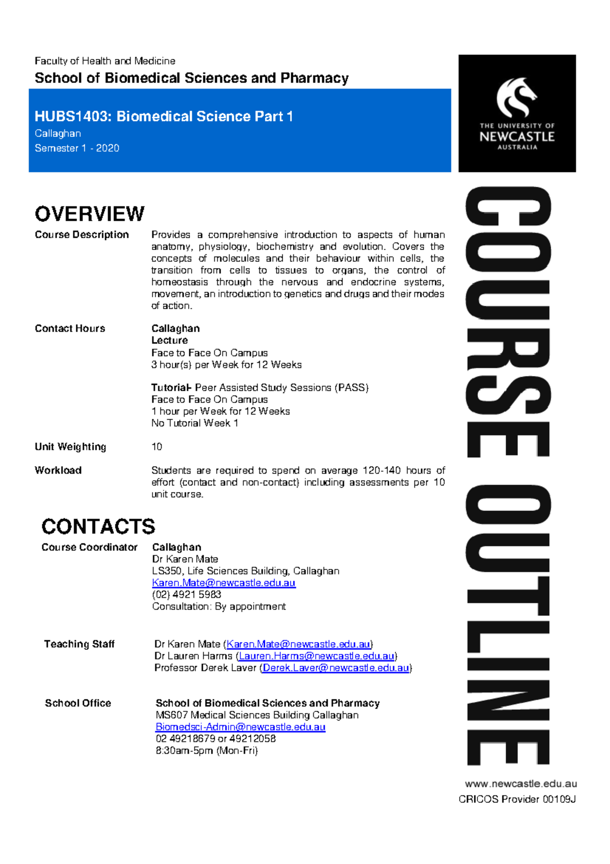 Biomed Pt.1 Course Outline notes - Warning: TT: undefined function: 32 ...