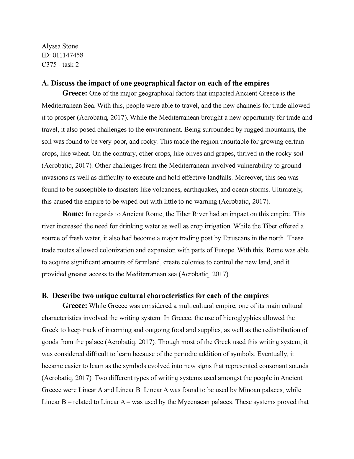 World history - task 2 - passed 1st attempt similarity score: 26.99% ...