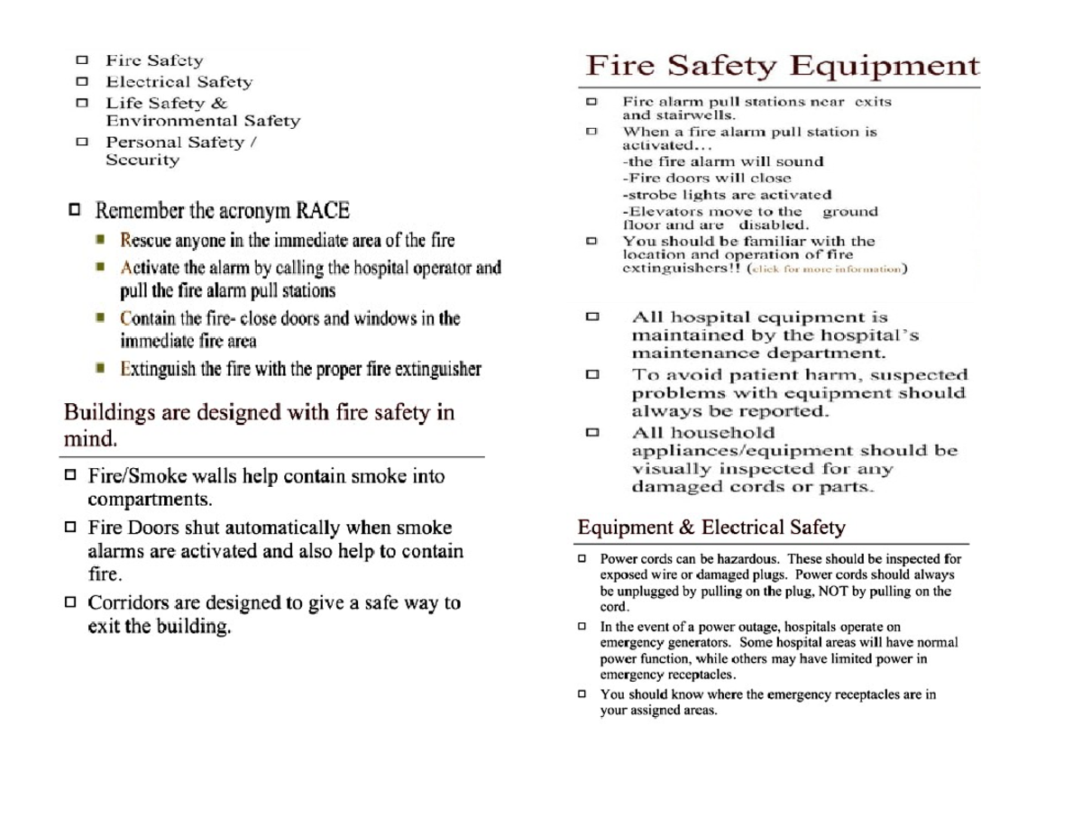 Fire safety NOTES hospital management Studocu
