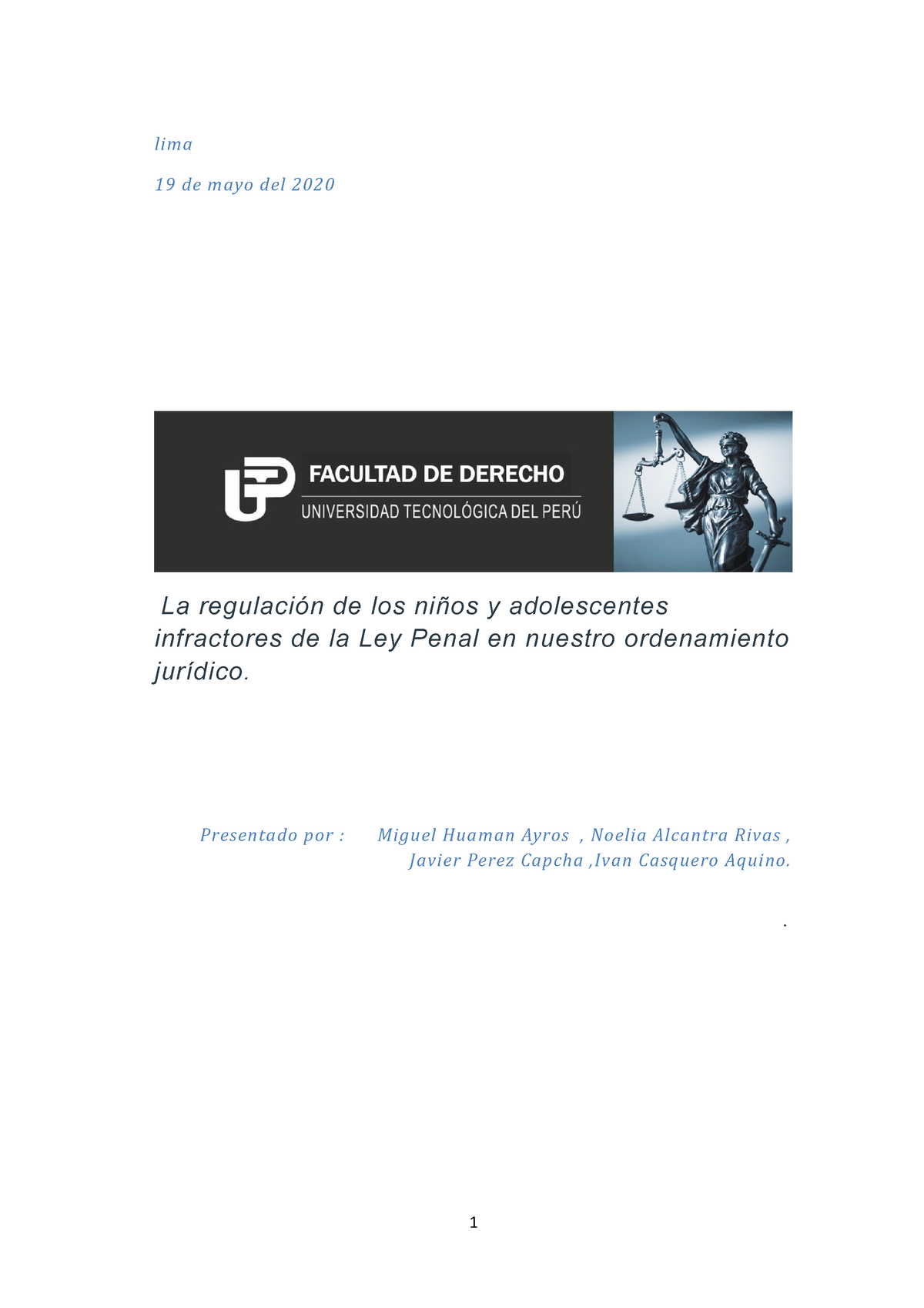 Adolescente Infractor Infractor Penal Utltra Final - Lima 19 De Mayo ...