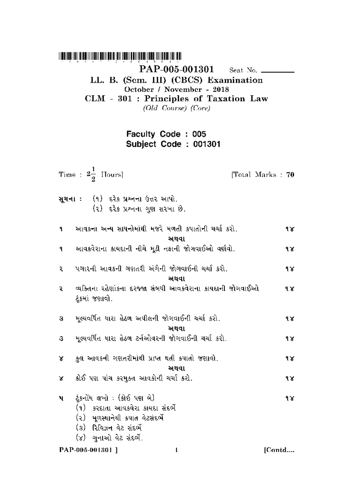 Taxation Law exam papers law paper of saurastra uni Studocu
