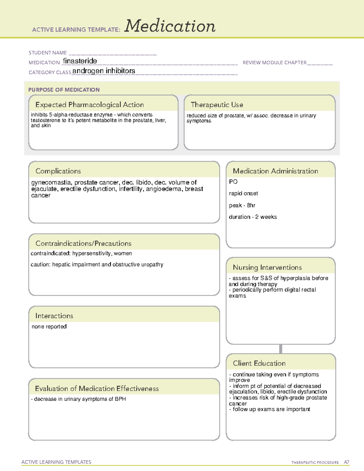 Med template finasteride ACTIVE LEARNING TEMPLATES THERAPEUTIC