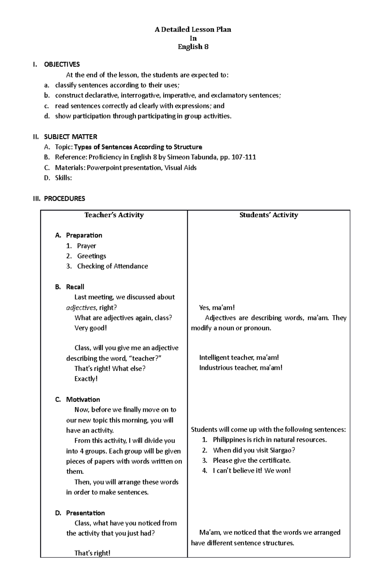 DLP IN English 8 - Communication - A Detailed Lesson Plan In English 8 ...