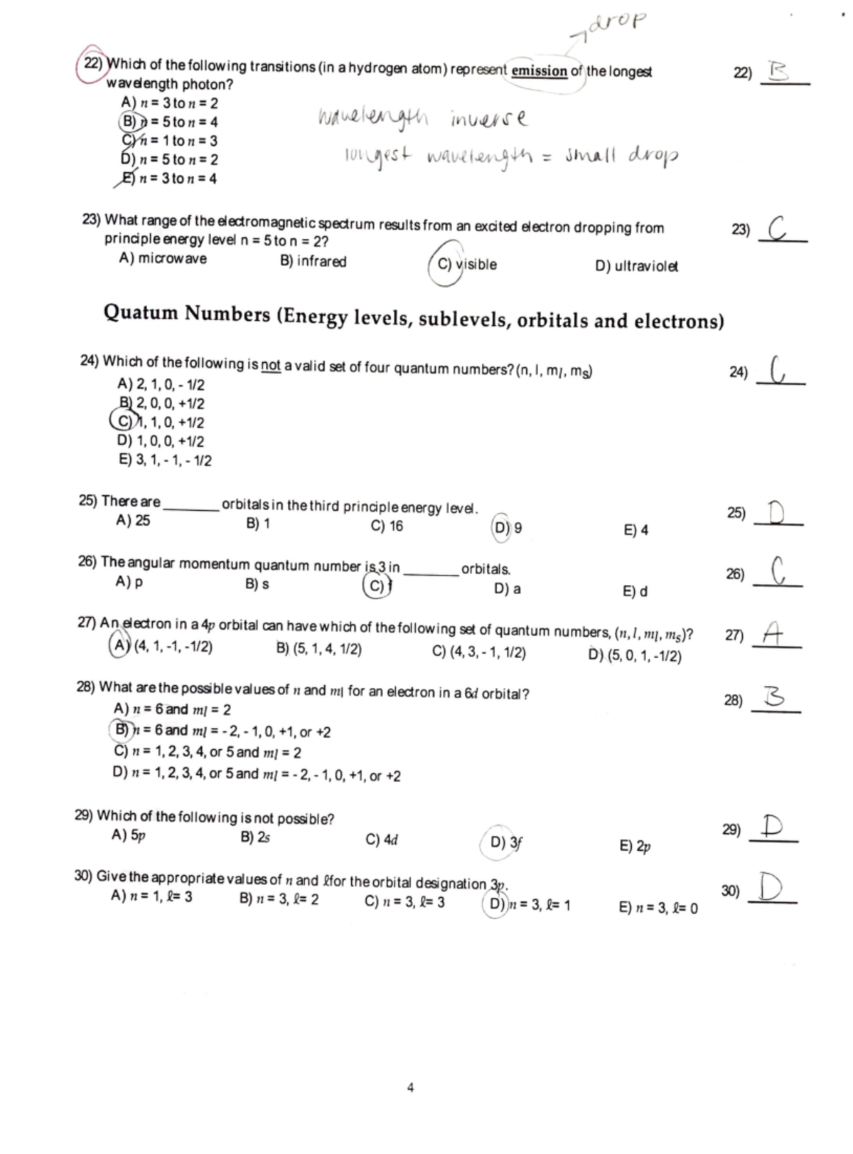 Gen Chem 1 Practice Exam - 1 J ~ 1 Hich Of The Following Transitions(in ...