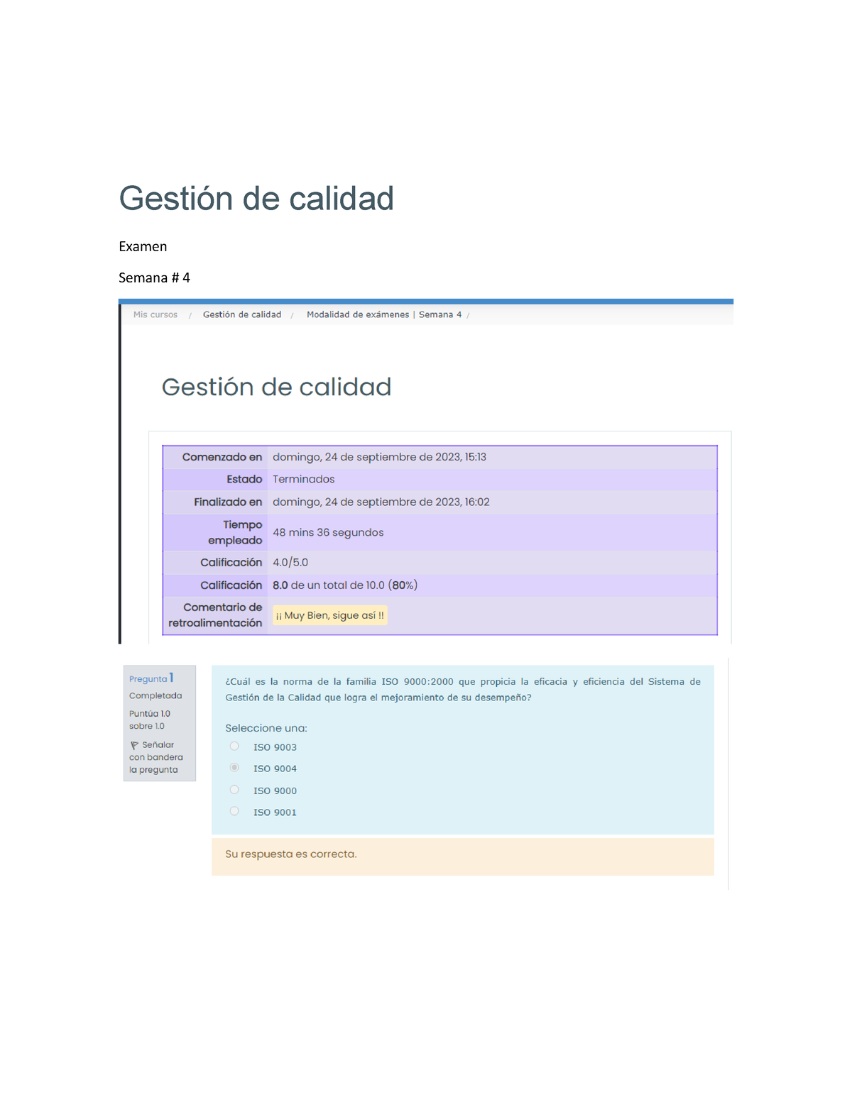 Gestión De Calidad Examen Sem # 4.docx - Gestión De Calidad - Gestión ...