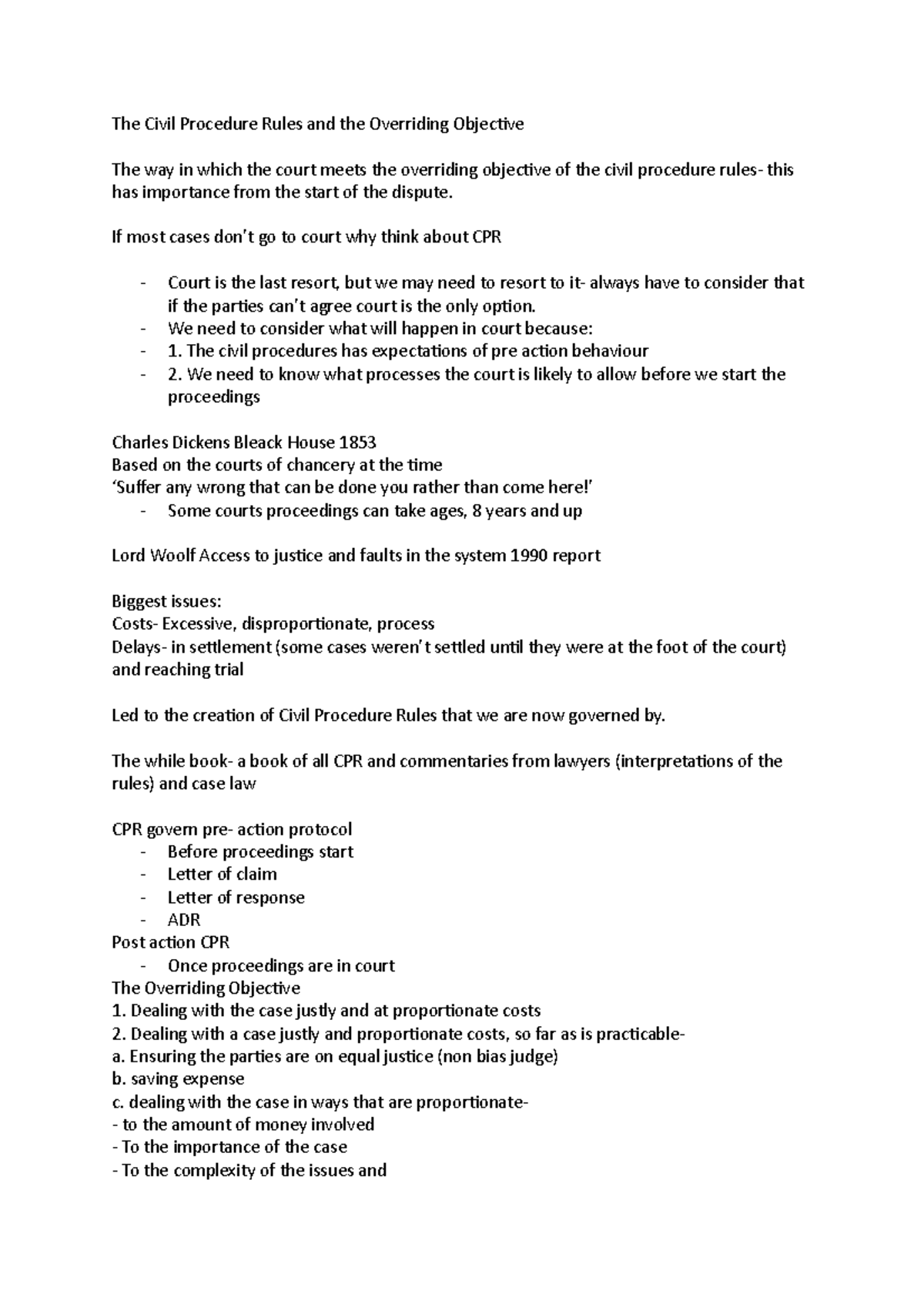 cilvil-disputes-lecture-3-the-civil-procedure-rules-and-the