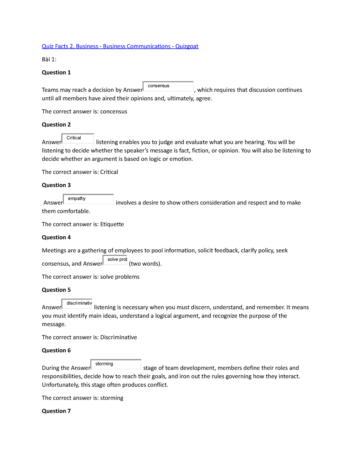 Chapter 2 Quiz BC - Quiz Facts 2, Business - Business Communications ...