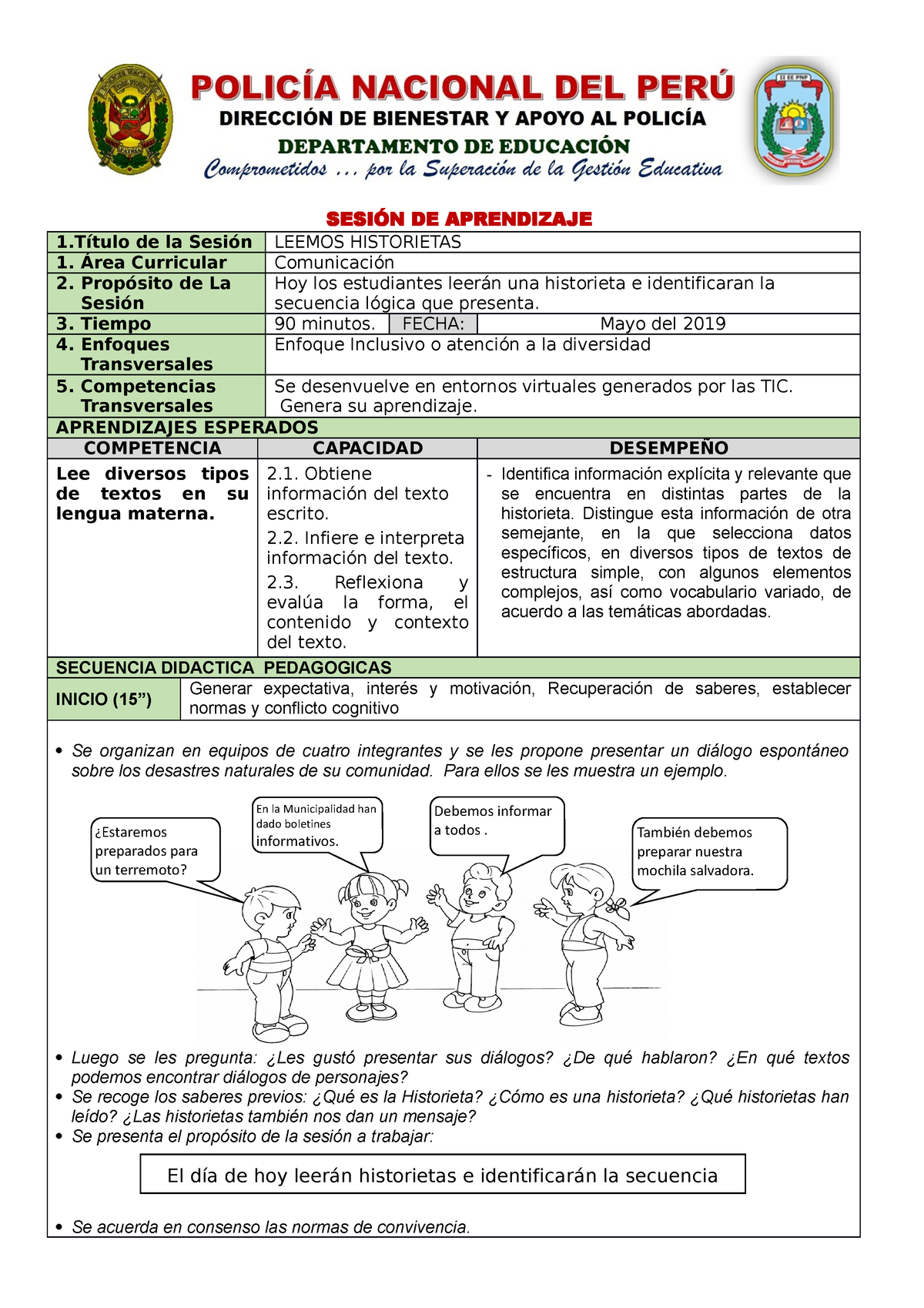 430688406 Sesion Leemos Historietas - SESIÓN DE APRENDIZAJE 1ítulo De ...