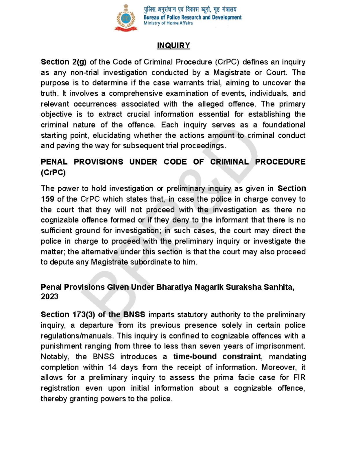 Investigation Inquiry And Trial Crpc - INQUIRY Section 2(g) Of The Code ...