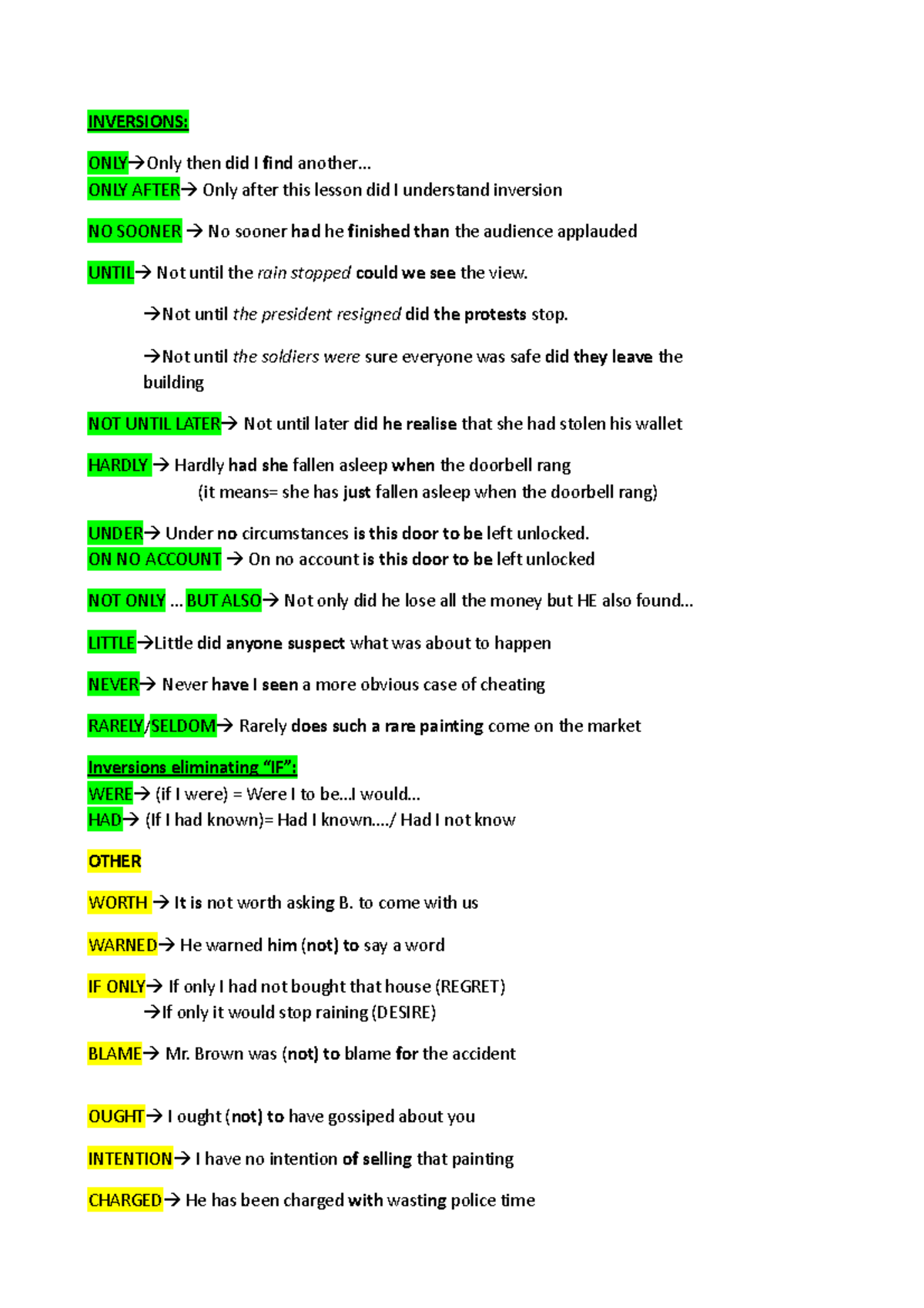 Transformations - Transformation exercise - INVERSIONS: ONLY Only then ...