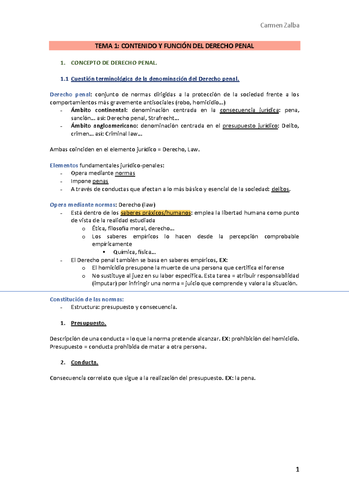 Penal - Apuntes - TEMA 1: CONTENIDO Y FUNCIÓN DEL DERECHO PENAL 1 ...