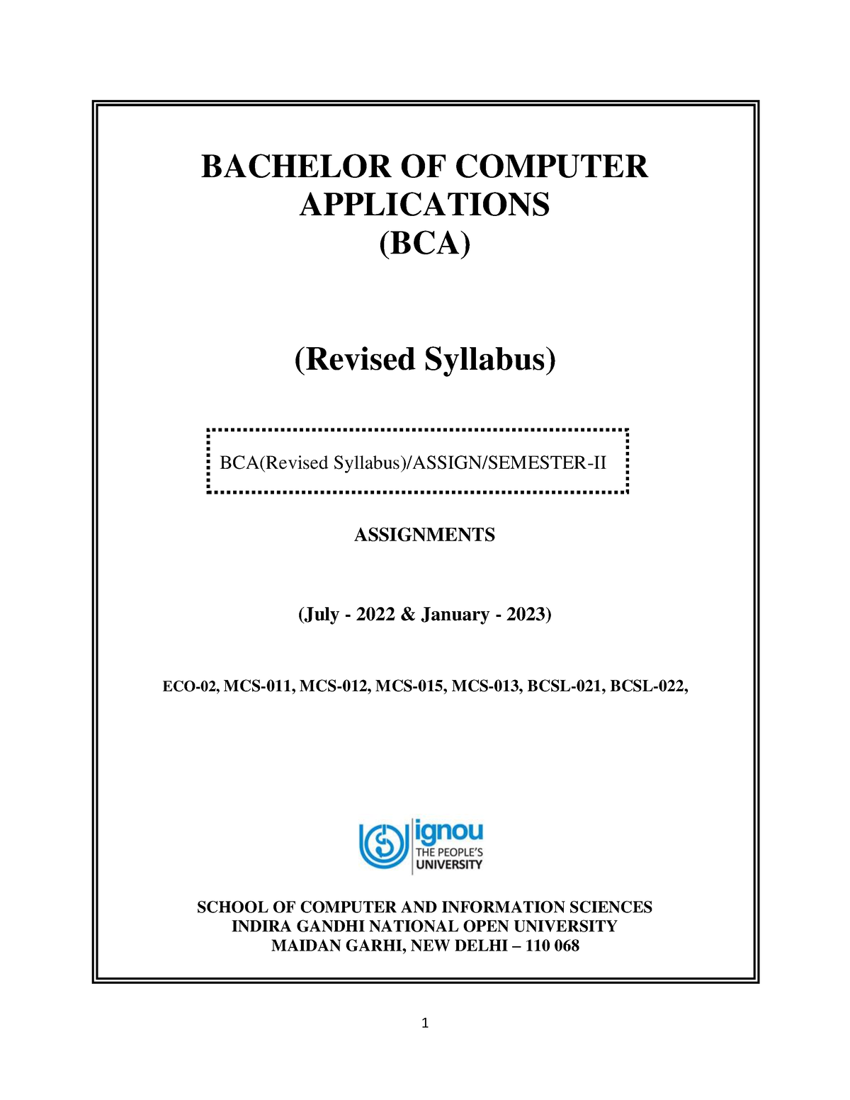 Final BCA Semester-II 2022-23 - BACHELOR OF COMPUTER APPLICATIONS (BCA ...