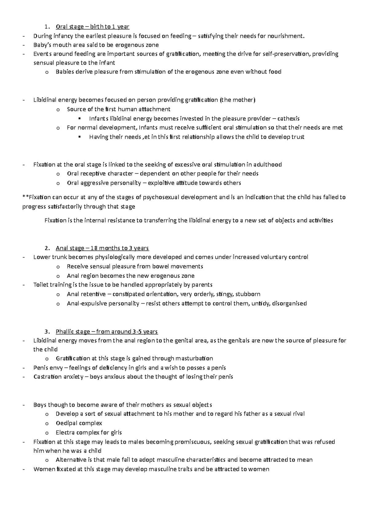 freud psychosexual development - 1. Oral stage – birth to 1 year During ...