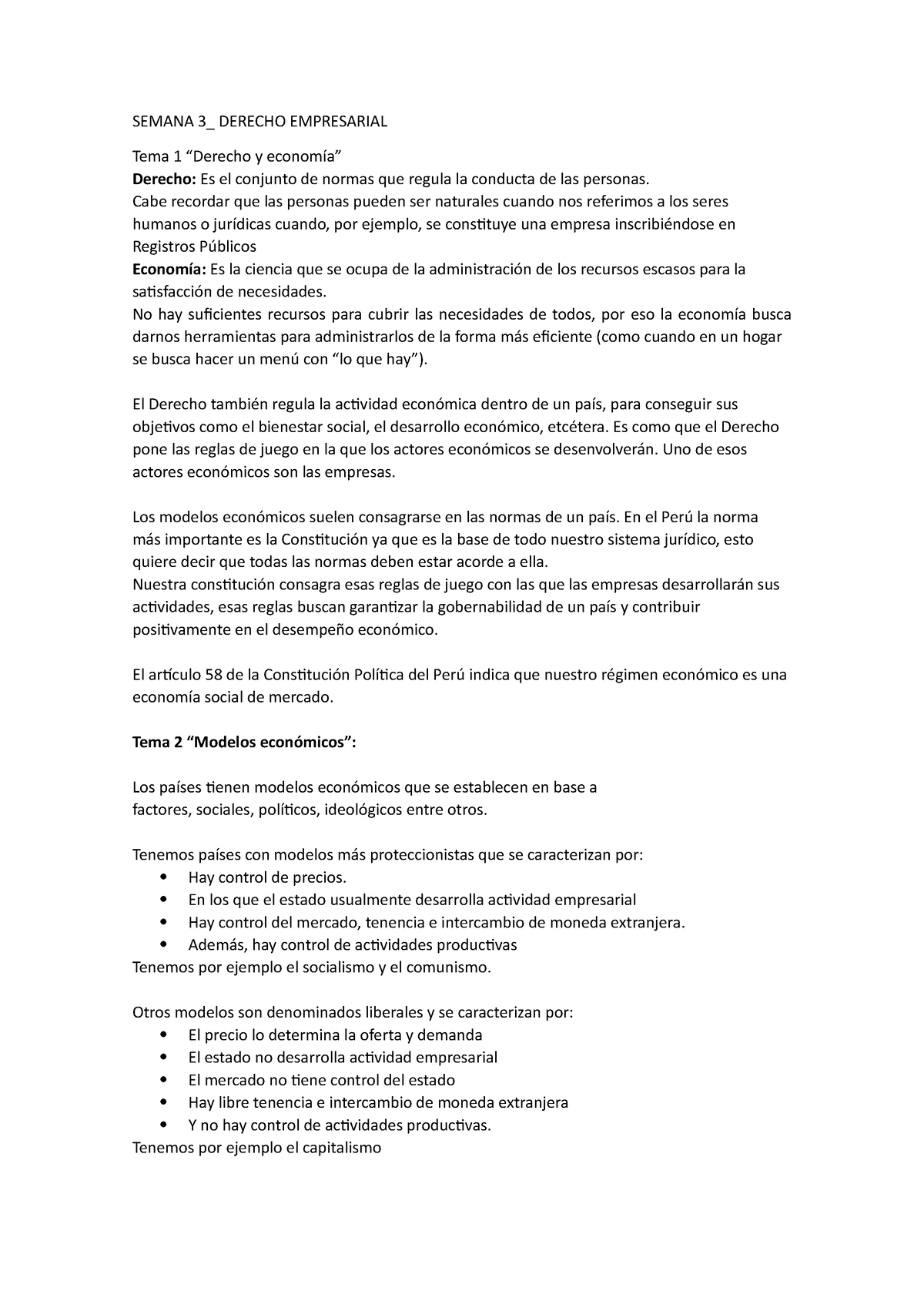 Semana 3 Derecho Empresarial Semana 3 Derecho Empresarial Tema 1 “derecho Y Economía” Derecho 4348