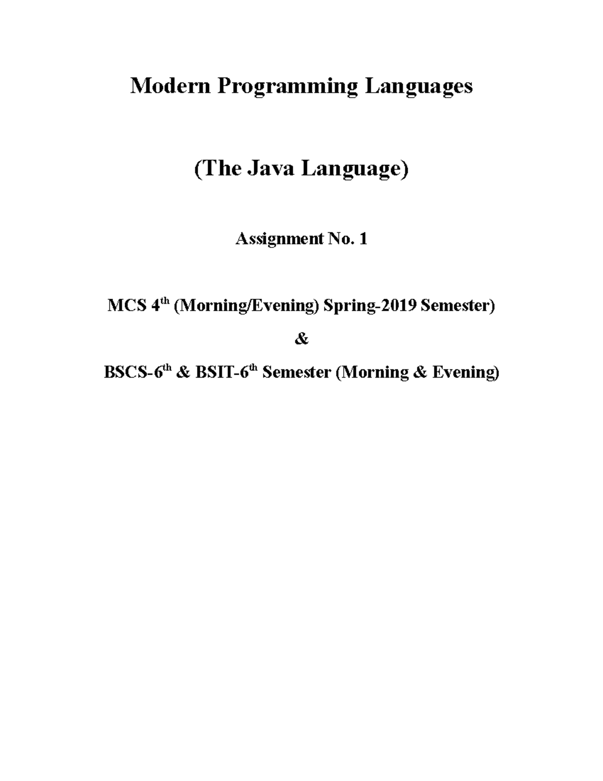 Before Mid Assignment Modern Programming Languages - Modern Programming ...