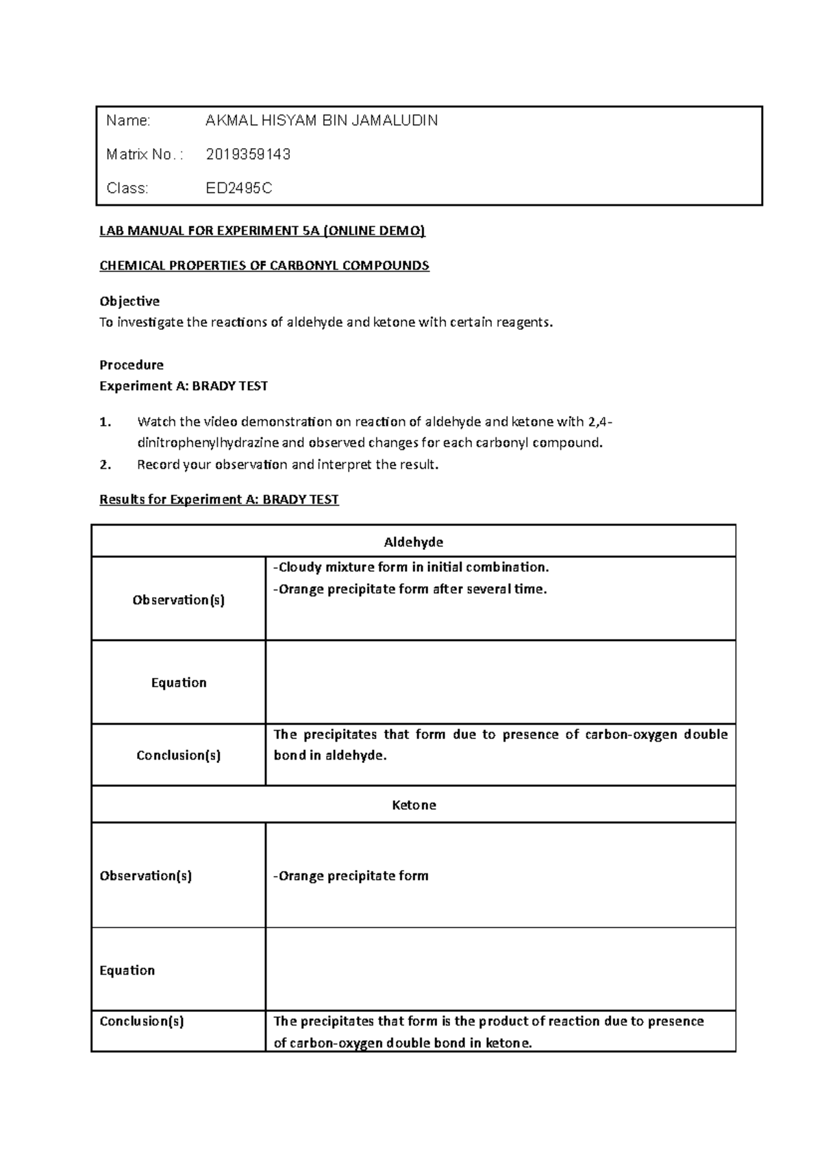 LAB 5A Akmal Hisyam(2019 359143) - LAB MANUAL FOR EXPERIMENT 5A (ONLINE ...