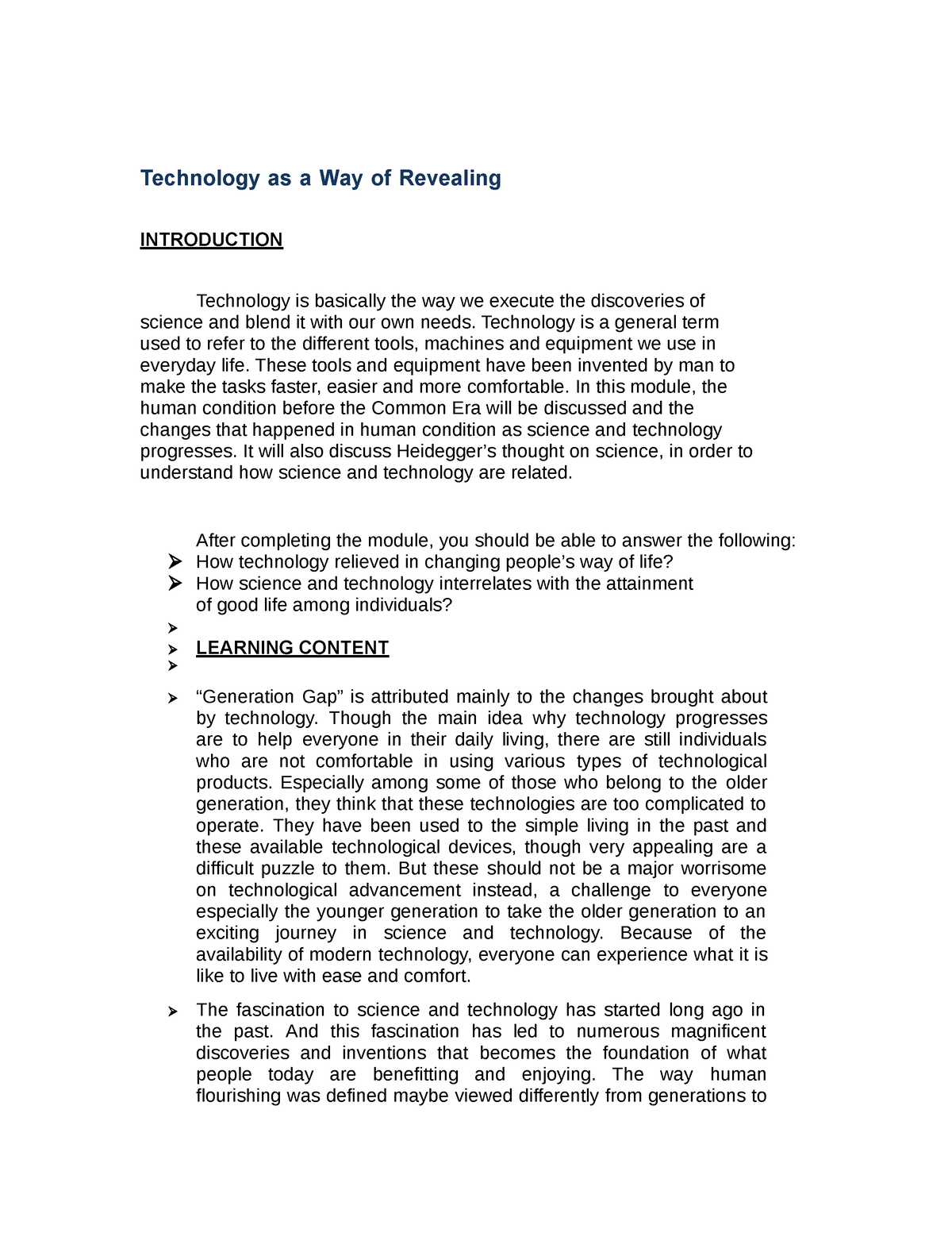 Technology as a Way of Revealing - Technology as a Way of Revealing ...