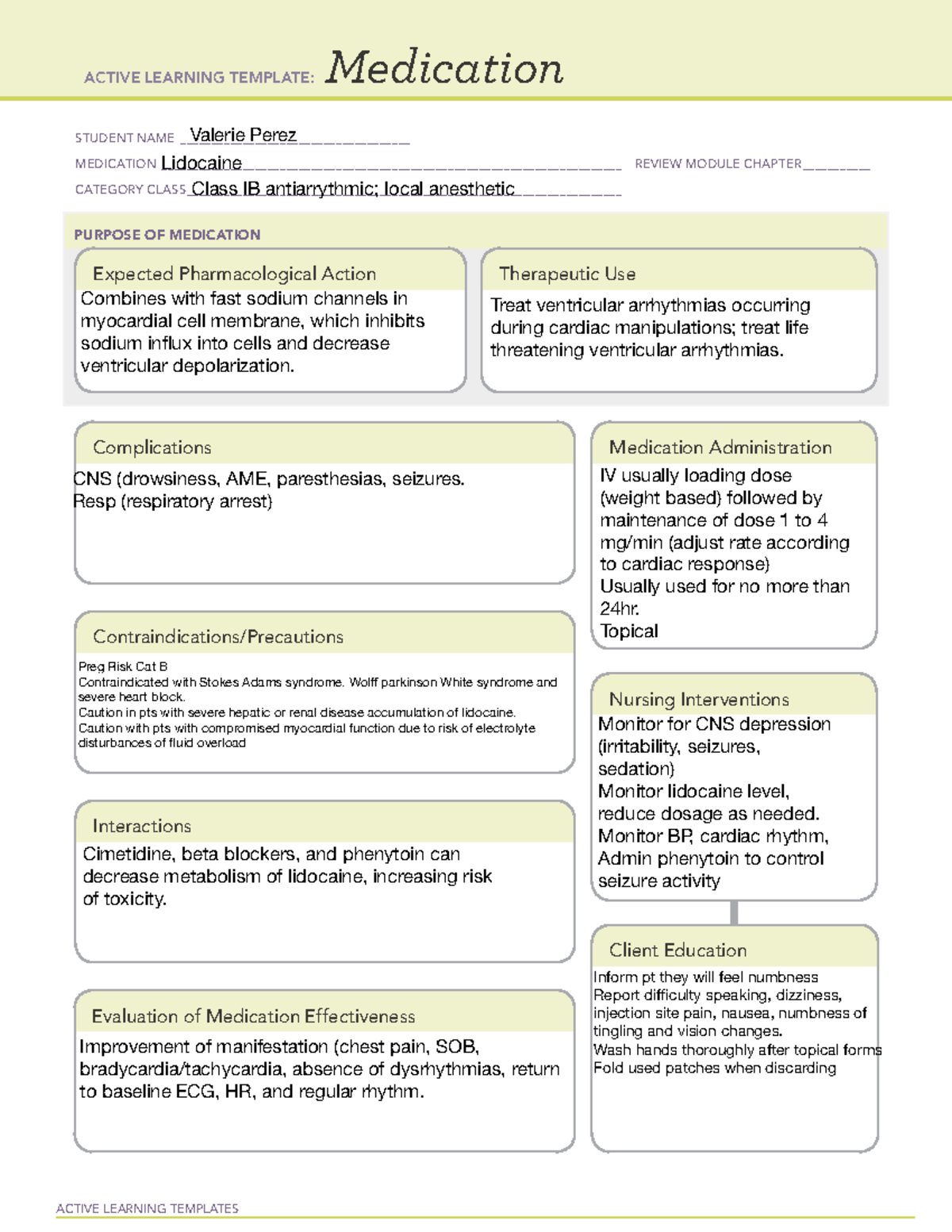 Med Temp Lispro Adenosine - Active Learning Templates Medication 