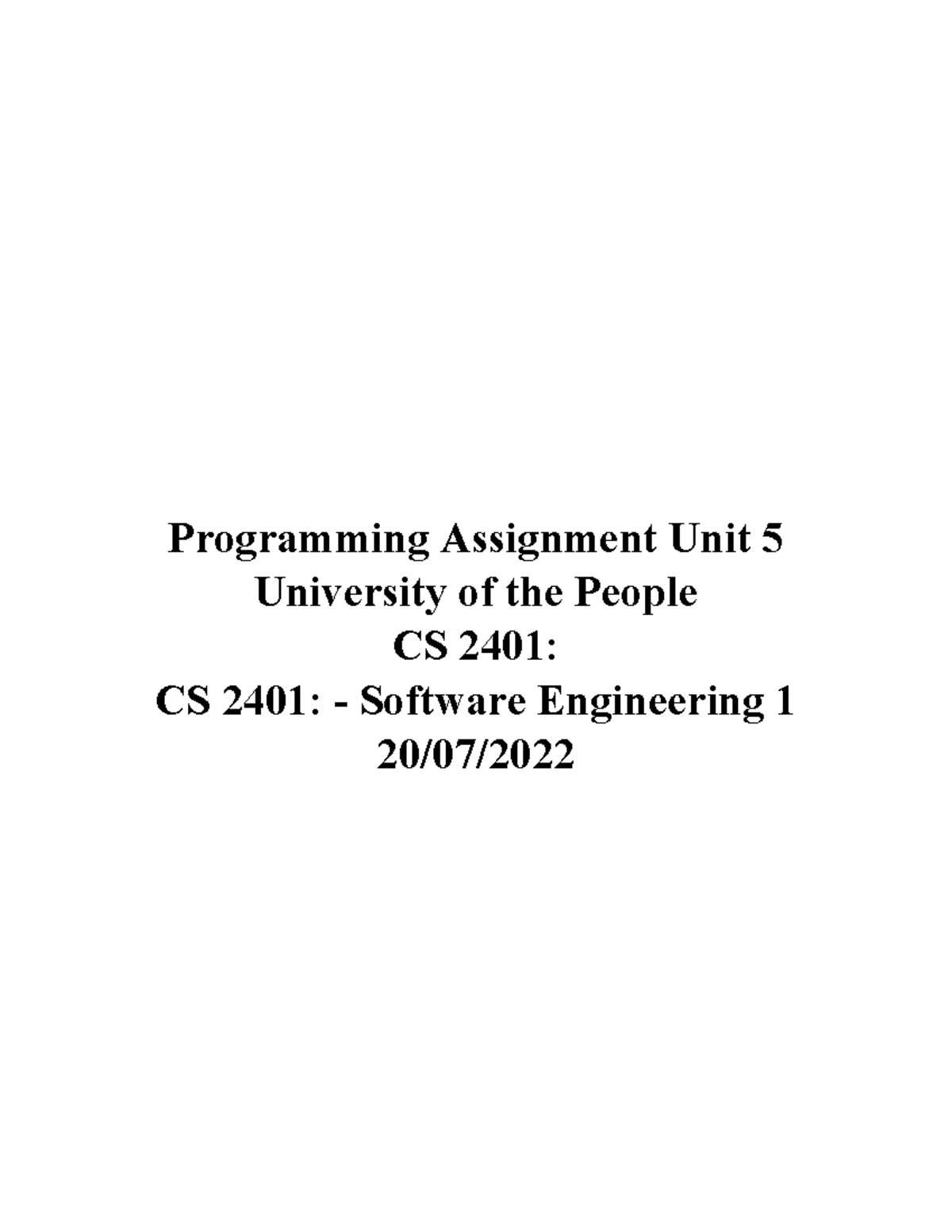 programming assignment unit 5