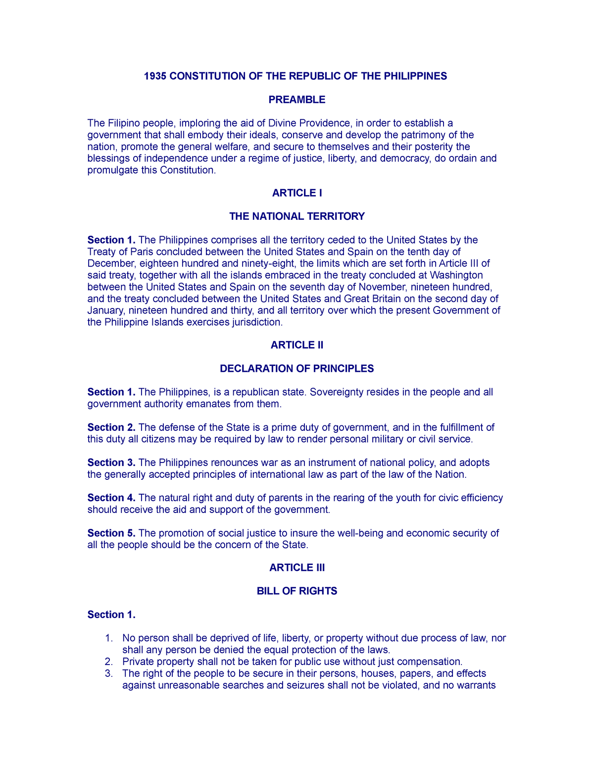 1935 commonwealth constitution essay