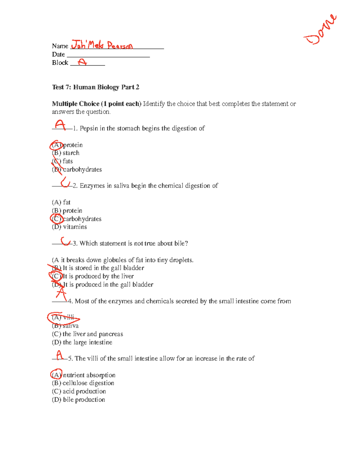 Jah'Mela Test 7 Human Biology Part 2 1 DPH