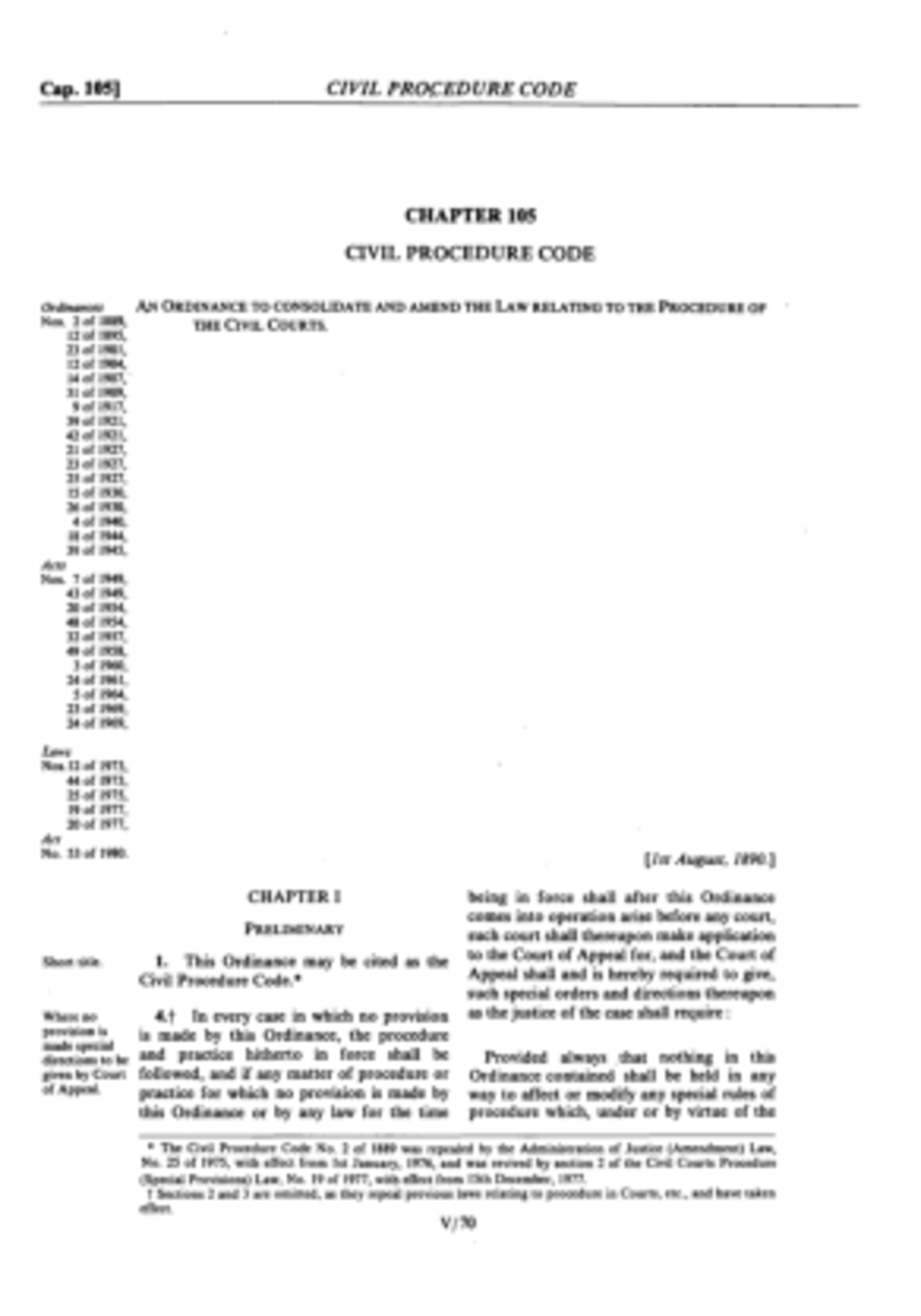 Civil ProcedureCODE Cap. 105] CIVIL PROCEDURE CODE CHAPTER 105
