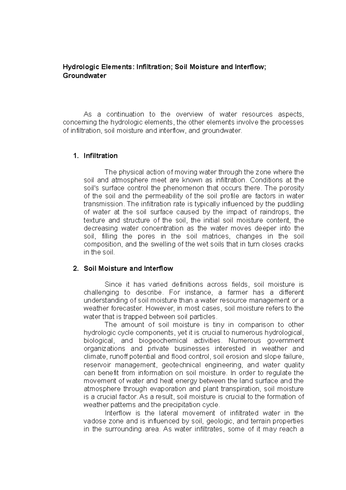 CE56 Report 12 CE56Water Resource Engineering Hydrologic Elements