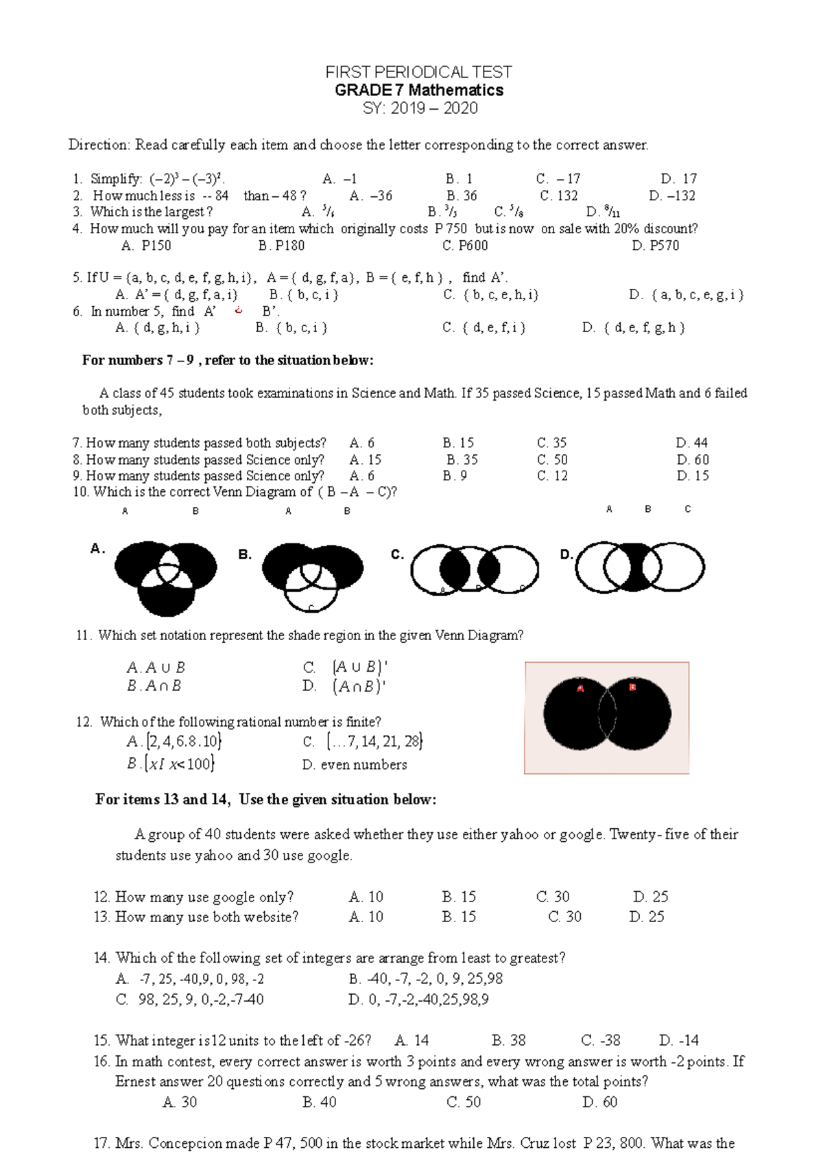 1st-periodic-test-math-7 compress - FIRST PERIODICAL TEST GRADE 7 ...