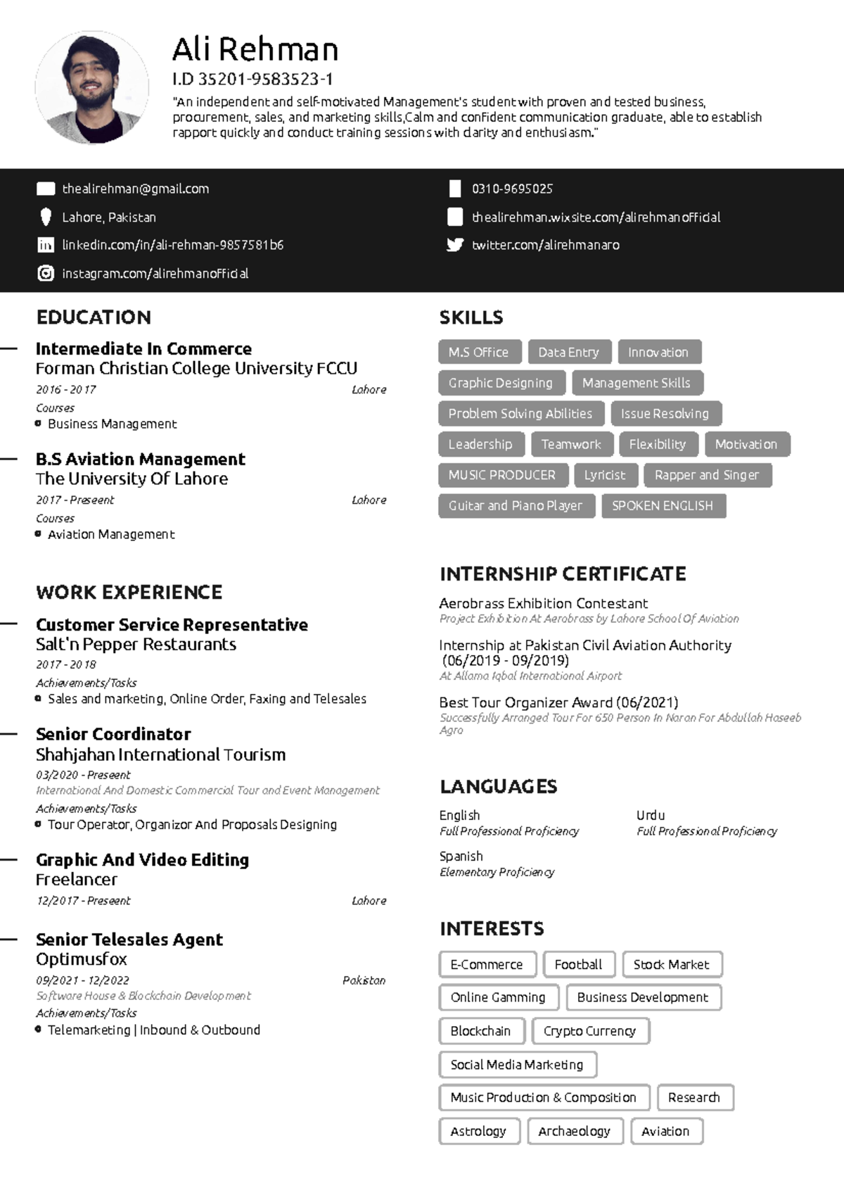 Ali's Resume Final - MY FILE - Ali Rehman I 35201-9583523-