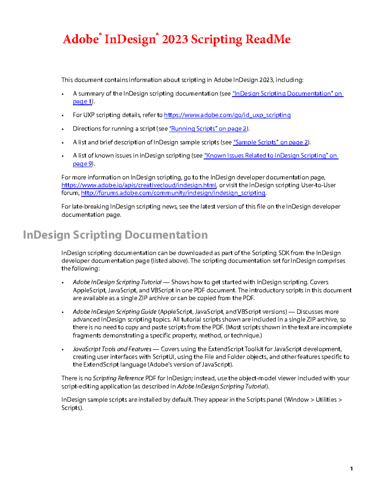 In Design 2023 Scripting Read Me - 1 Adobe ® InDesign ® 2023 Scripting ...