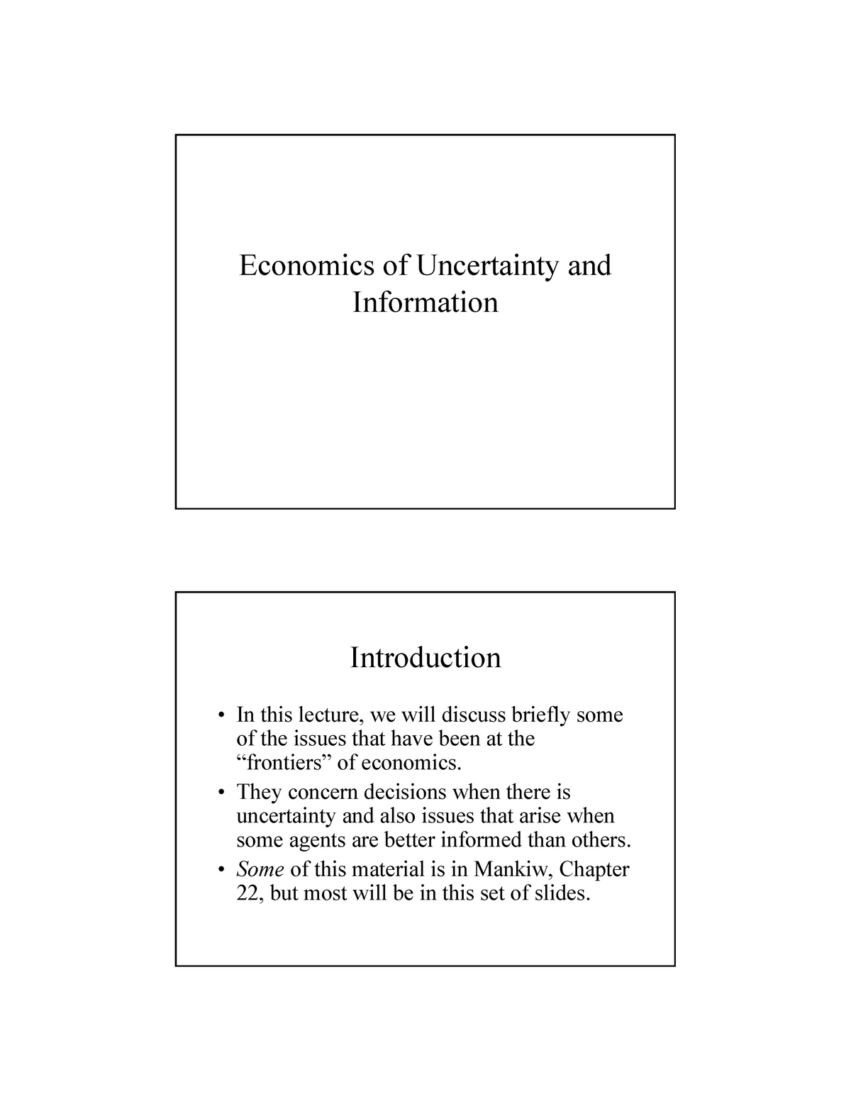 economic uncertainty thesis