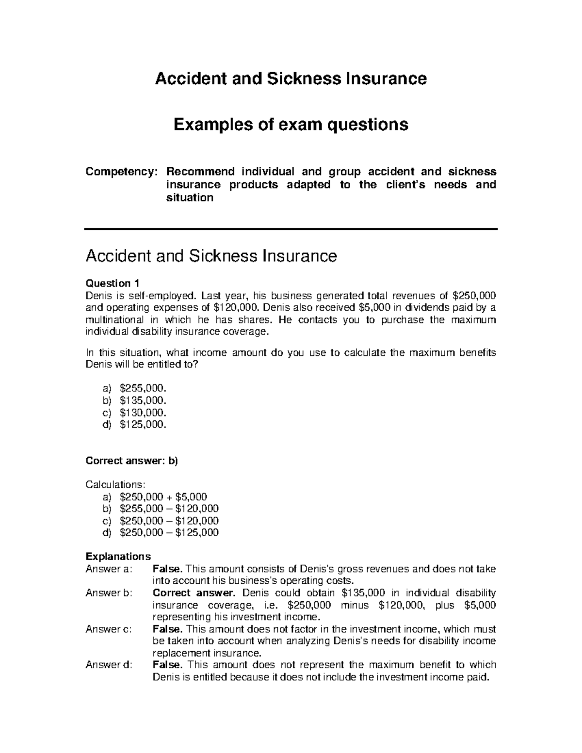 Sample A&S exam questions - Examples of exam questions Competency ...