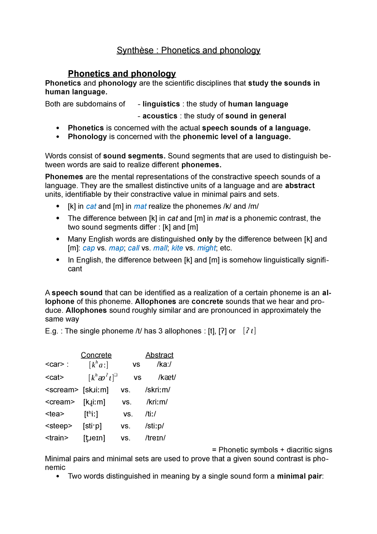 Synthese Phonetics And Phonology 2 Studocu