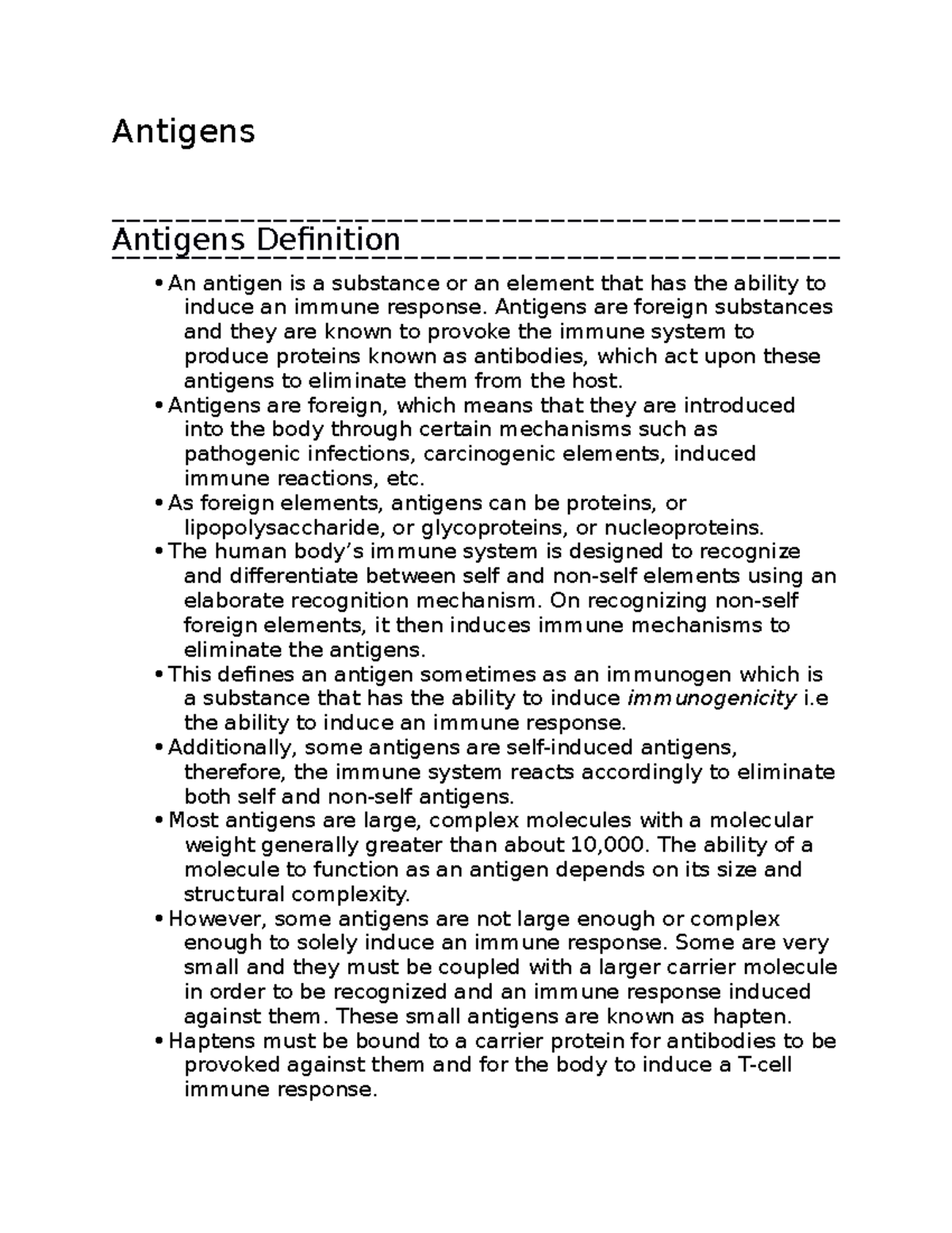 Antigens notes Antigens Antigens Definition An antigen is a