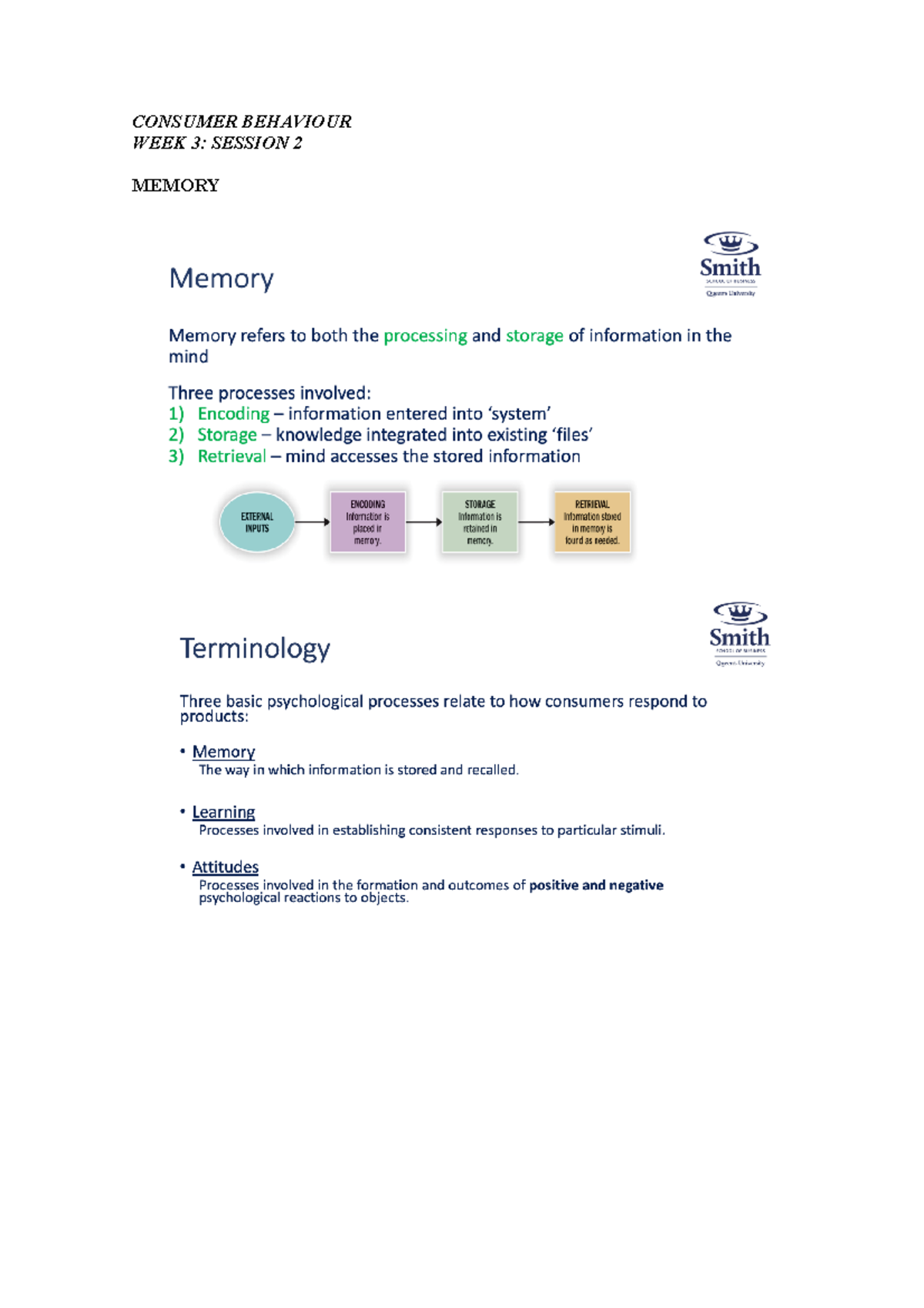 Week 3 session 2 - un resumen - CONSUMER BEHAVIOUR WEEK 3: SESSION 2 ...