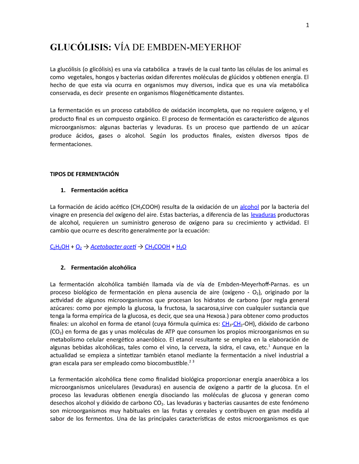 Glucolisis Y Fermentacion Uan Gluc Lisis De Embden Meyerhof La Gluc Lisis Glic Lisis Es Una Catab Lica Trav De La Cual Tanto Las Lulas De Los Animal Es Studocu