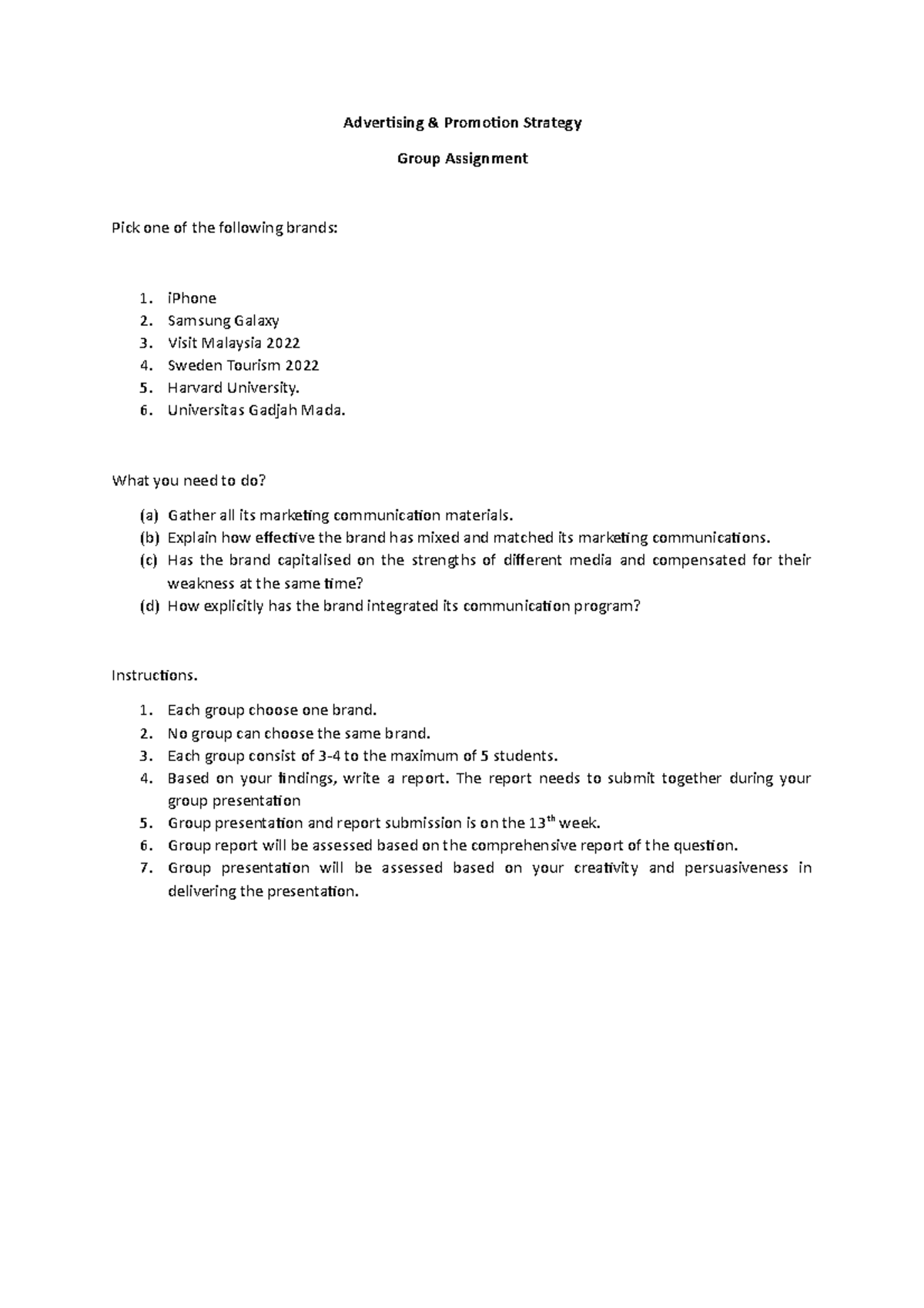 Ads - group assignment - Subject - Advertising & Promotion Strategy ...