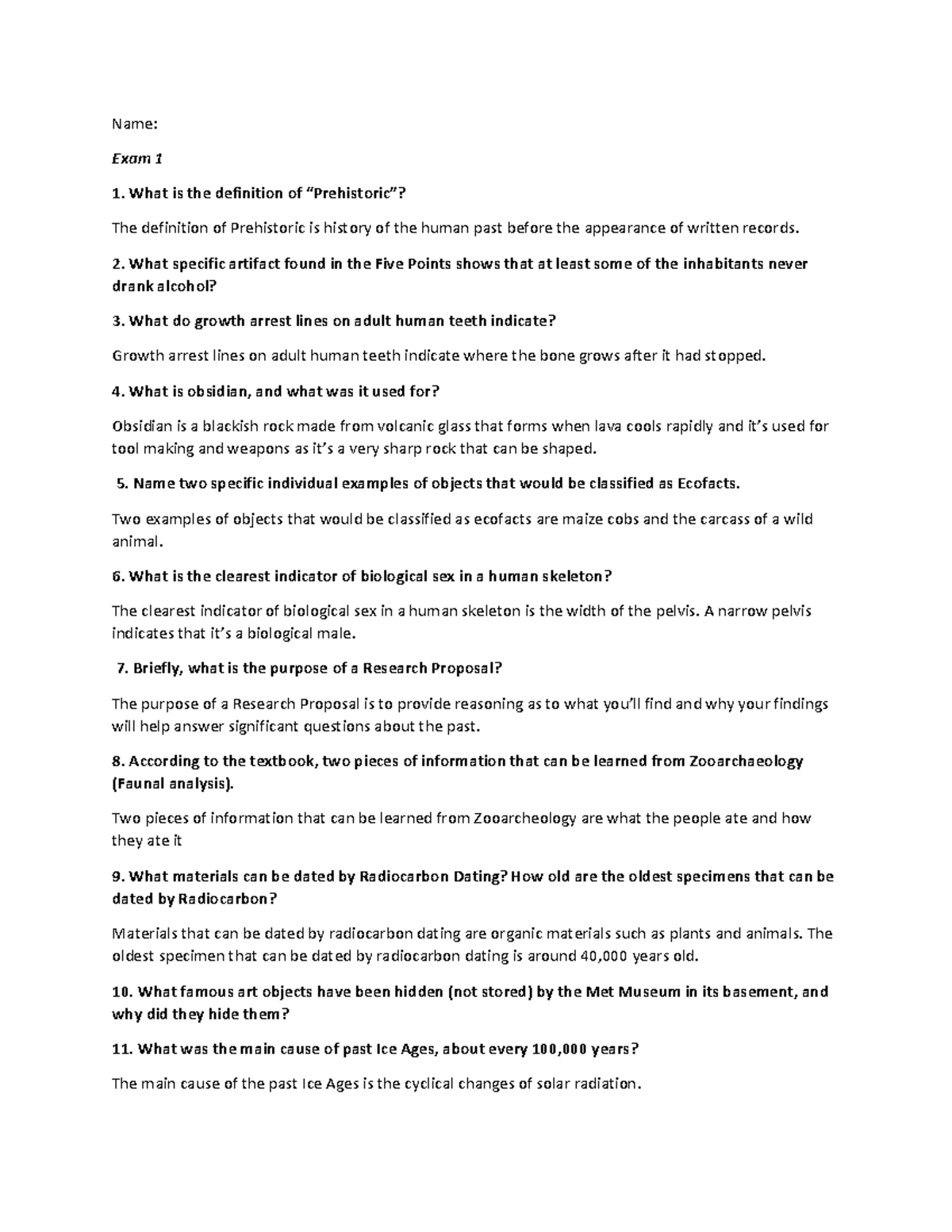Archeology Exam 1 Exam questions and answers Name Exam 1 Wha i he