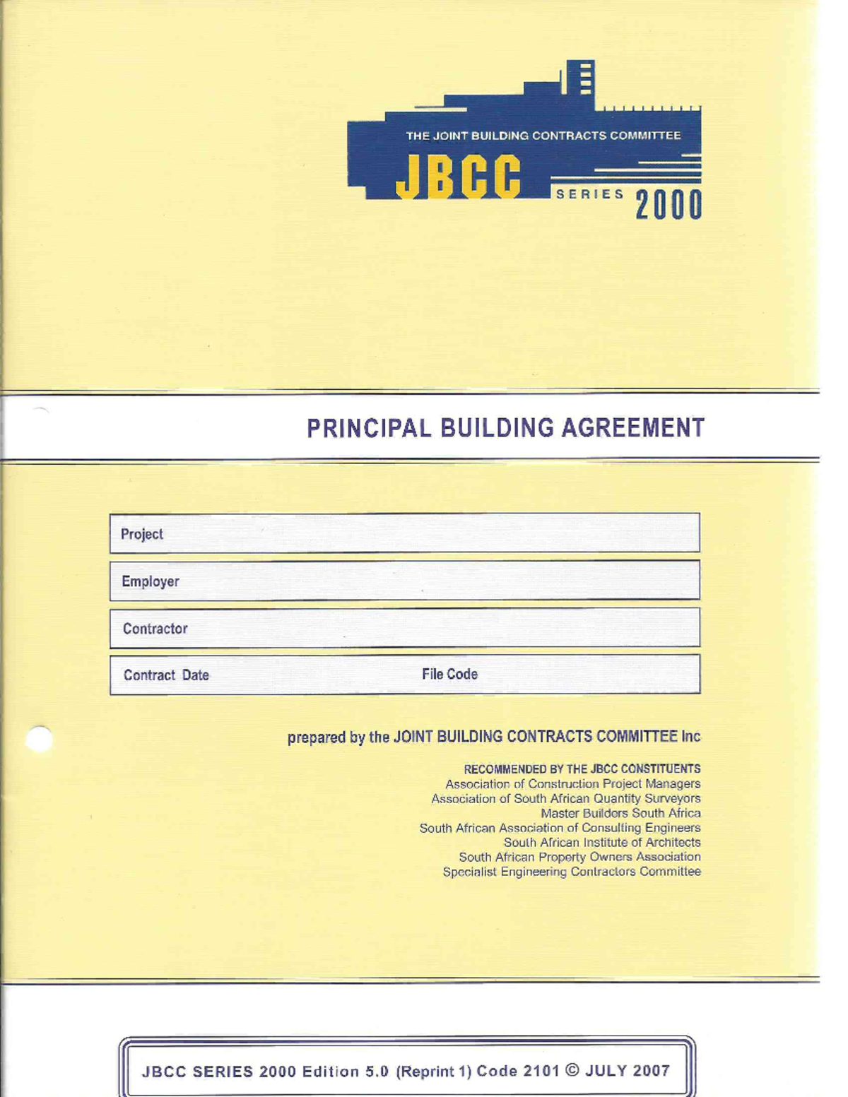 JBCC - Principal Building Agreement - Studocu