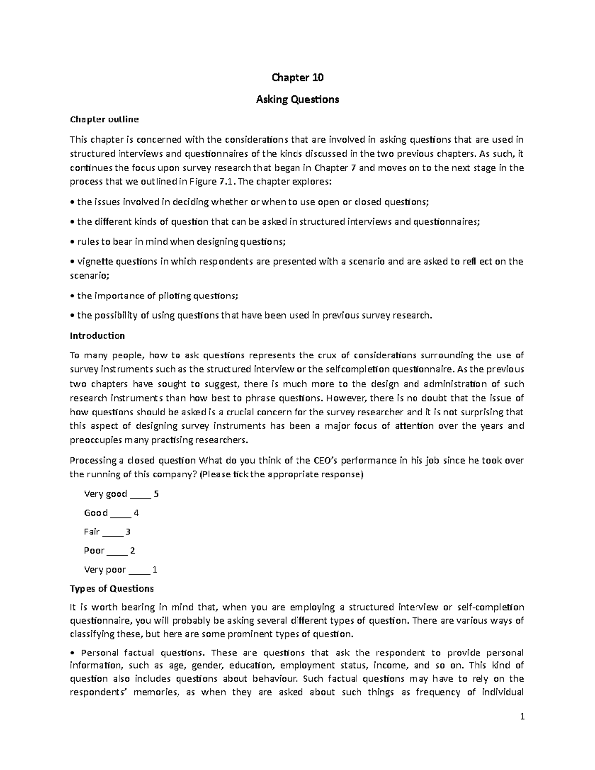 Chapter 10- Asking Questions - Chapter 10 Asking Questions Chapter ...